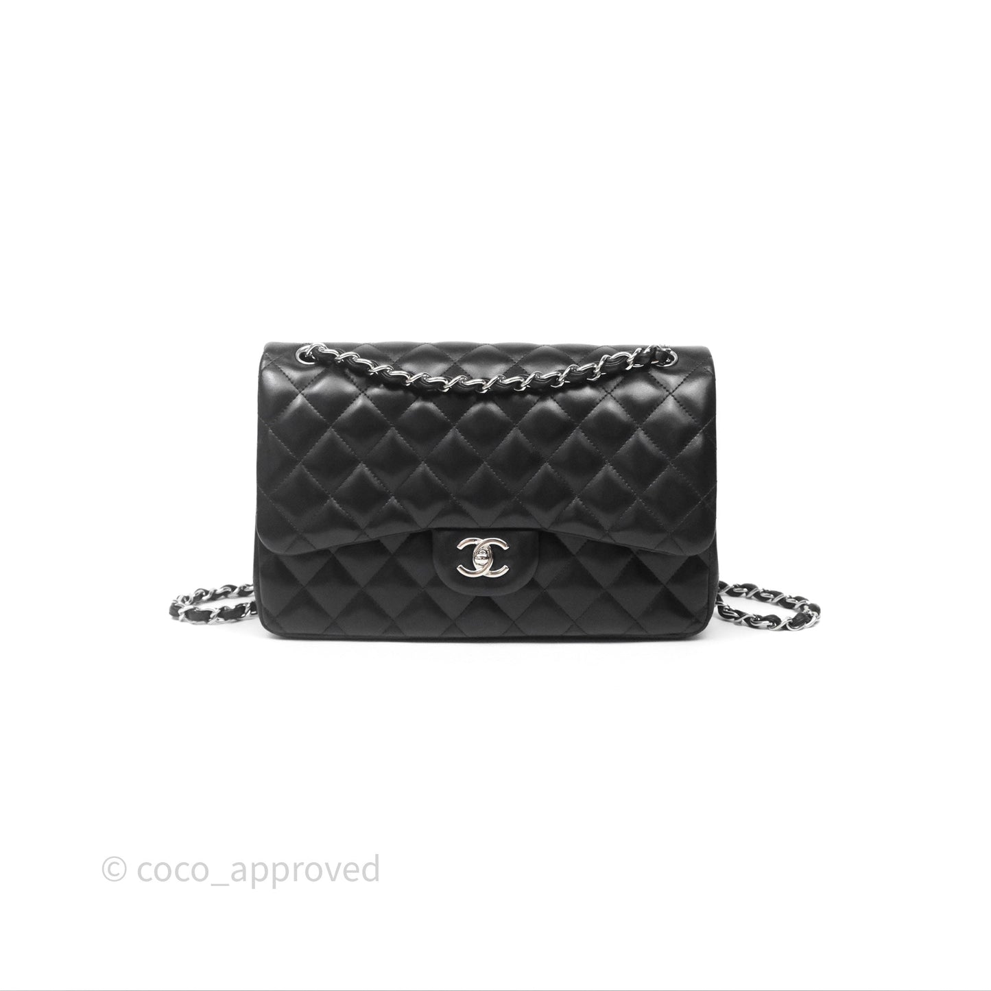 Chanel Jumbo Double Flap Black Lambskin Silver Hardware⁣⁣