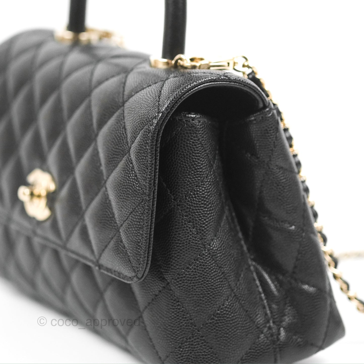 Chanel Small Coco Handle Black Caviar Gold Hardware