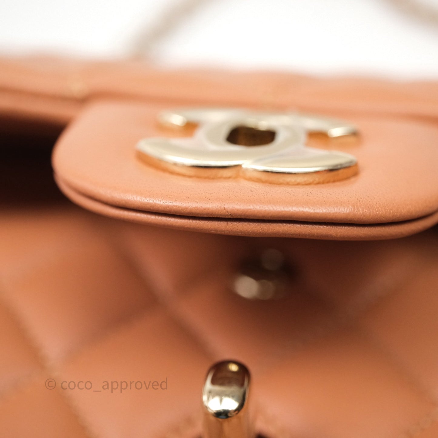 Chanel Classic M/L Medium Flap Quilted Dark Beige Caramel Lambskin Gold Hardware