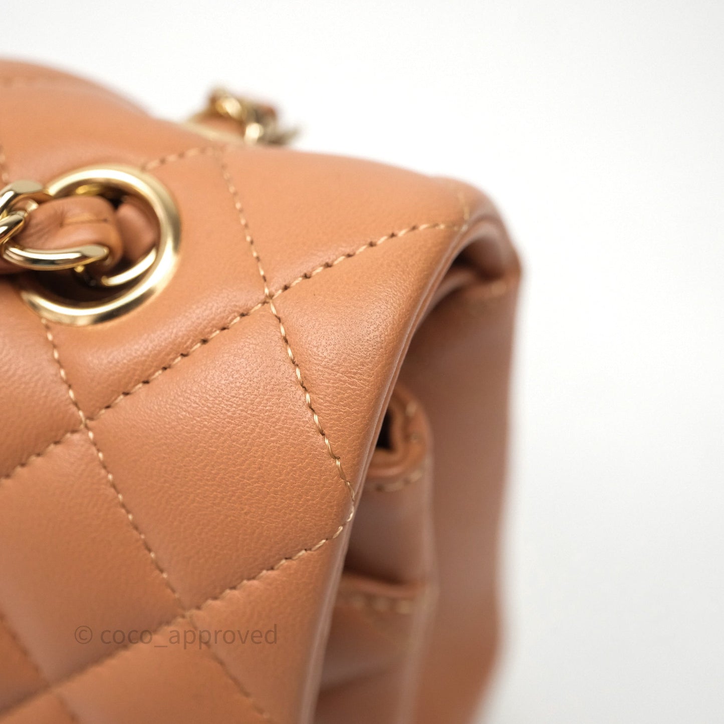 Chanel Classic M/L Medium Flap Quilted Dark Beige Caramel Lambskin Gold Hardware