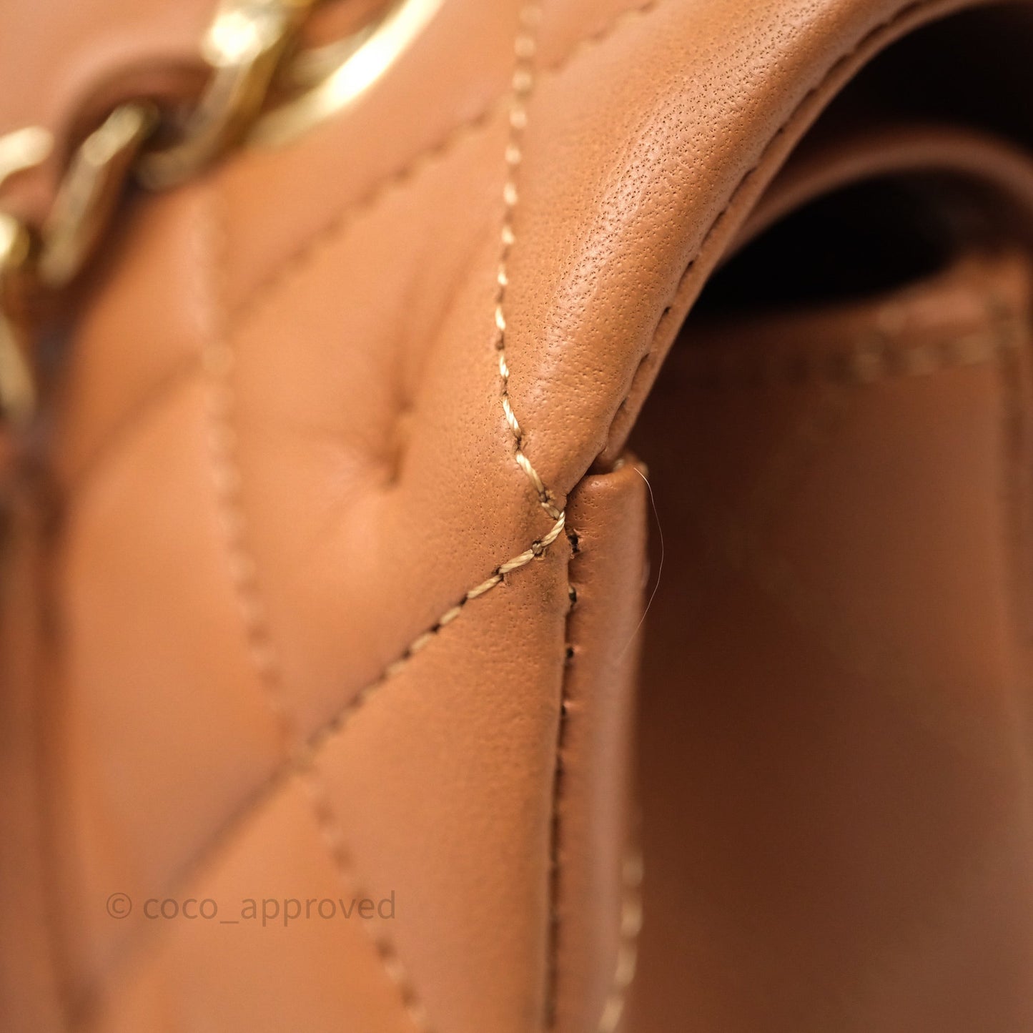 Chanel Classic M/L Medium Flap Quilted Dark Beige Caramel Lambskin Gold Hardware
