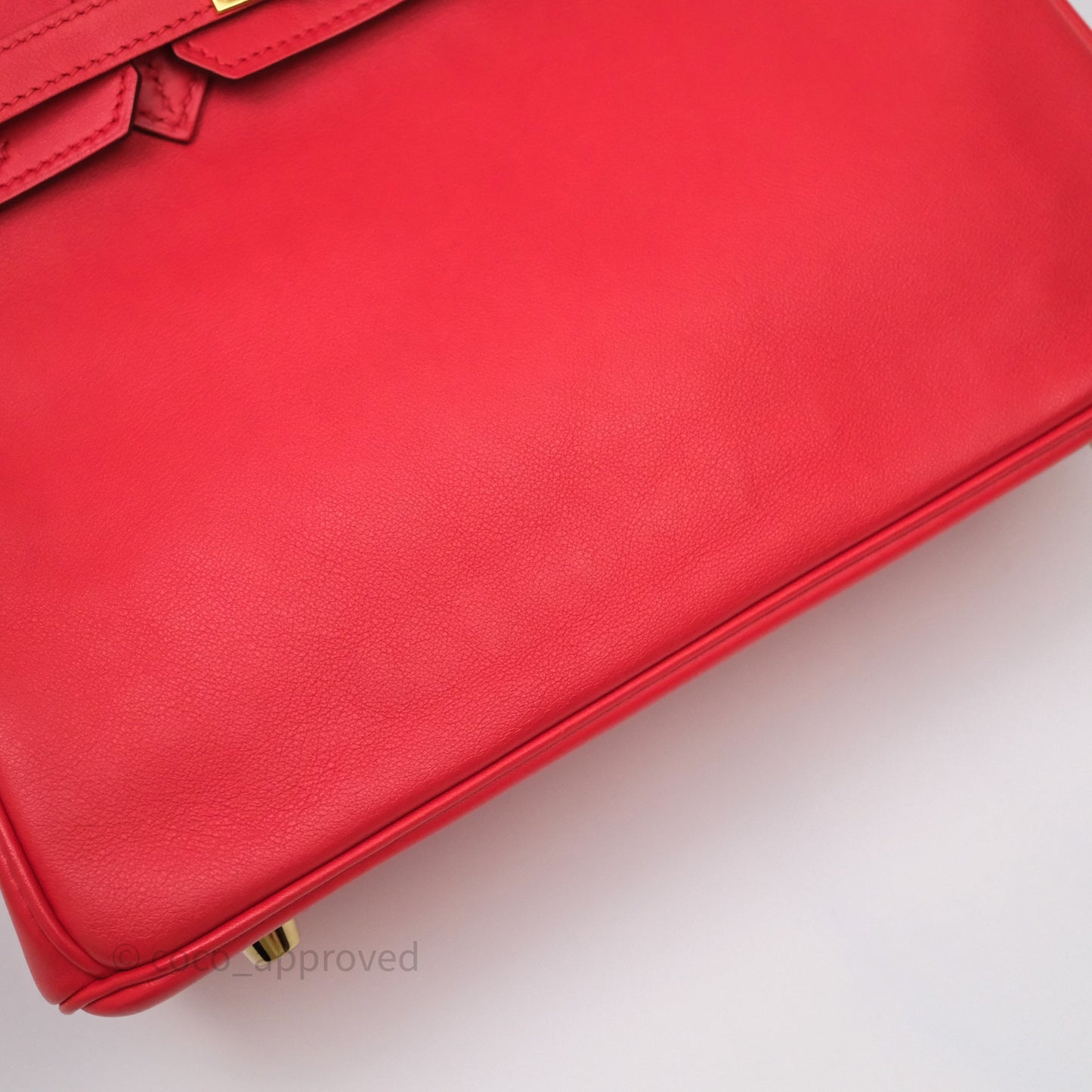 Hermes Birkin 25 Retourne Rouge Swift Gold Hardware