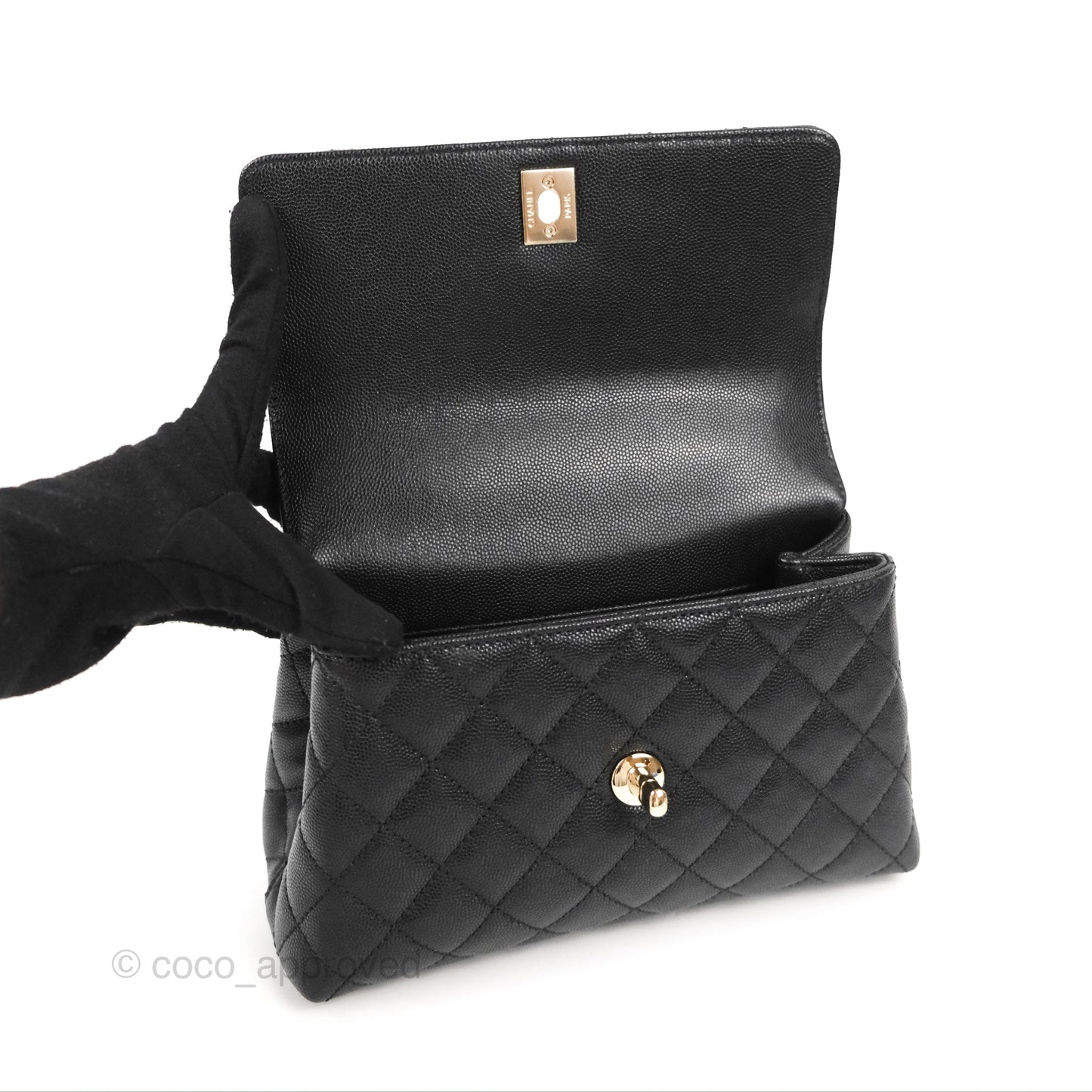 Chanel Small Coco Handle Black Caviar Gold Hardware