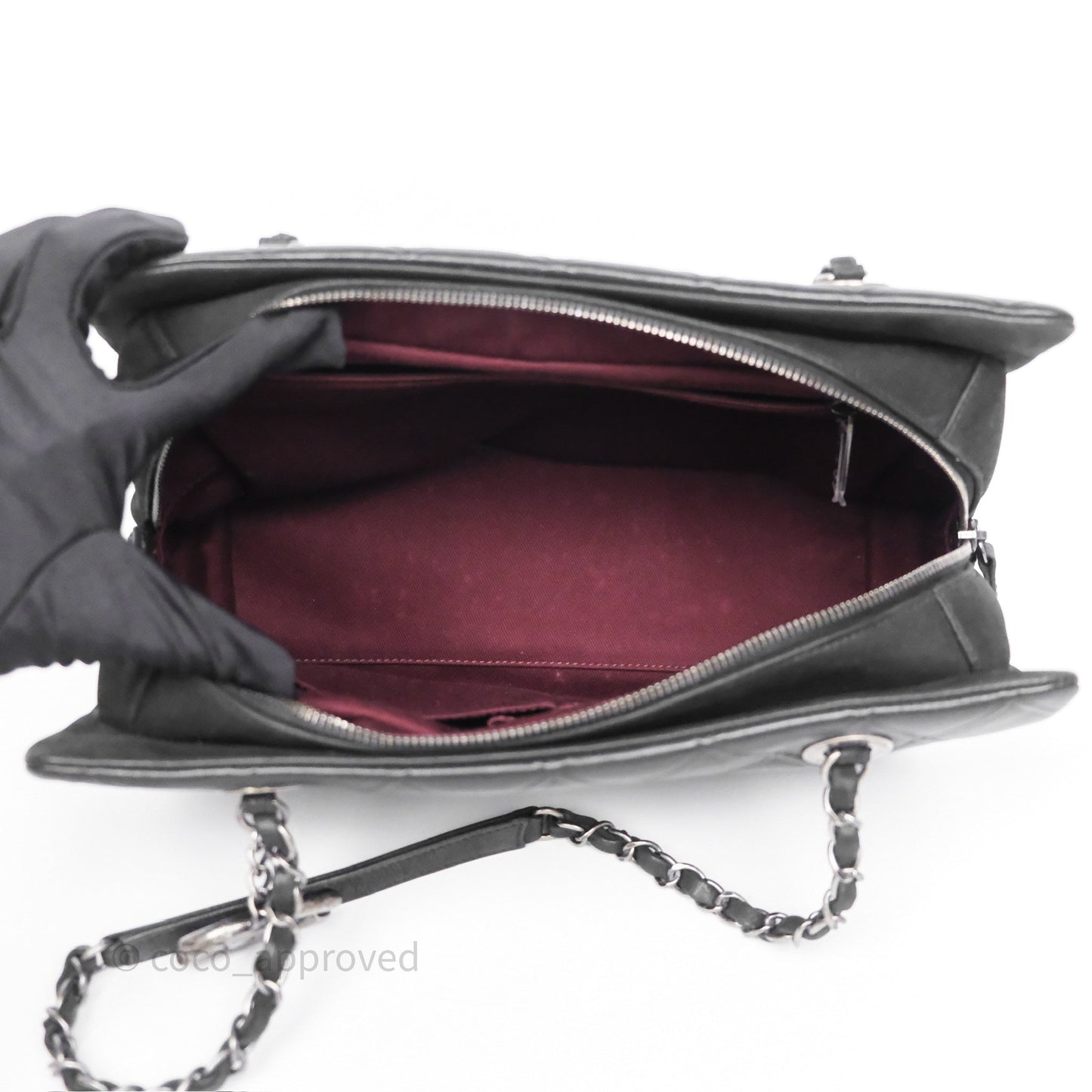 Chanel Small Chic Zip Shopping Tote Black Calfskin Ruthenium Hardware