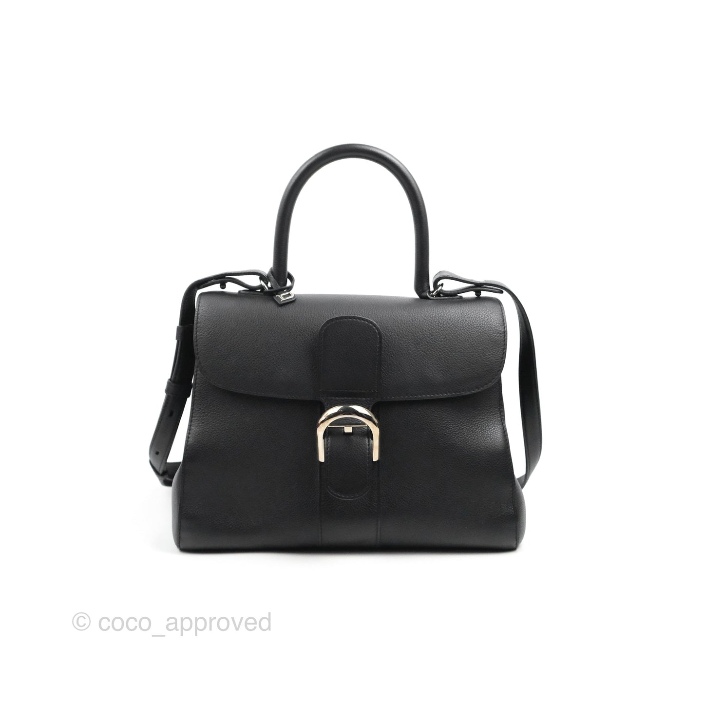 Delvaux Brillant MM Grained Calfskin Satchel Black