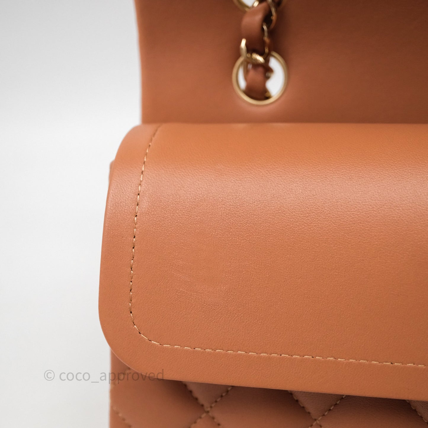 Chanel Classic M/L Medium Flap Quilted Dark Beige Caramel Lambskin Gold Hardware