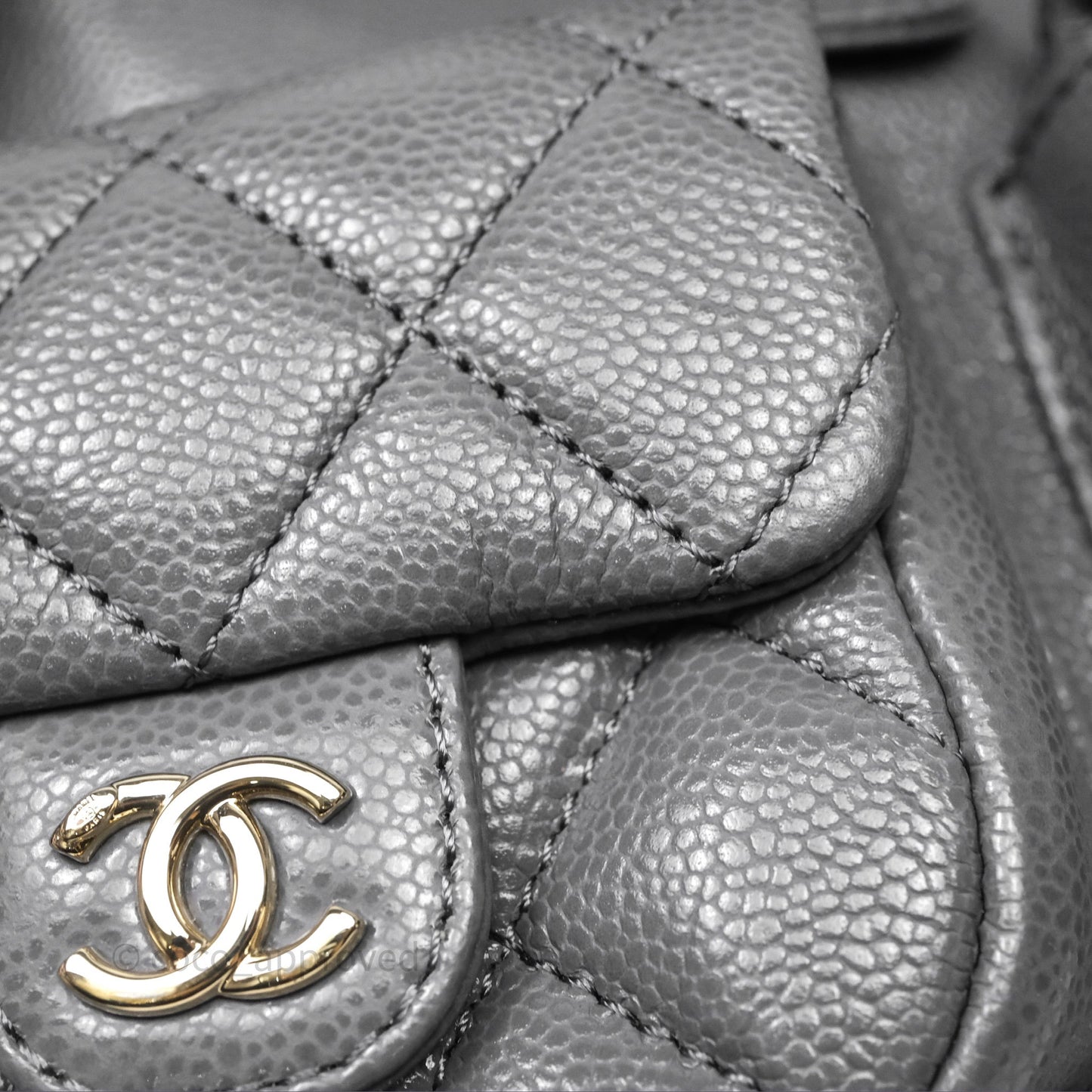 Chanel Duma Backpack Medium Grey Caviar Gold Hardware