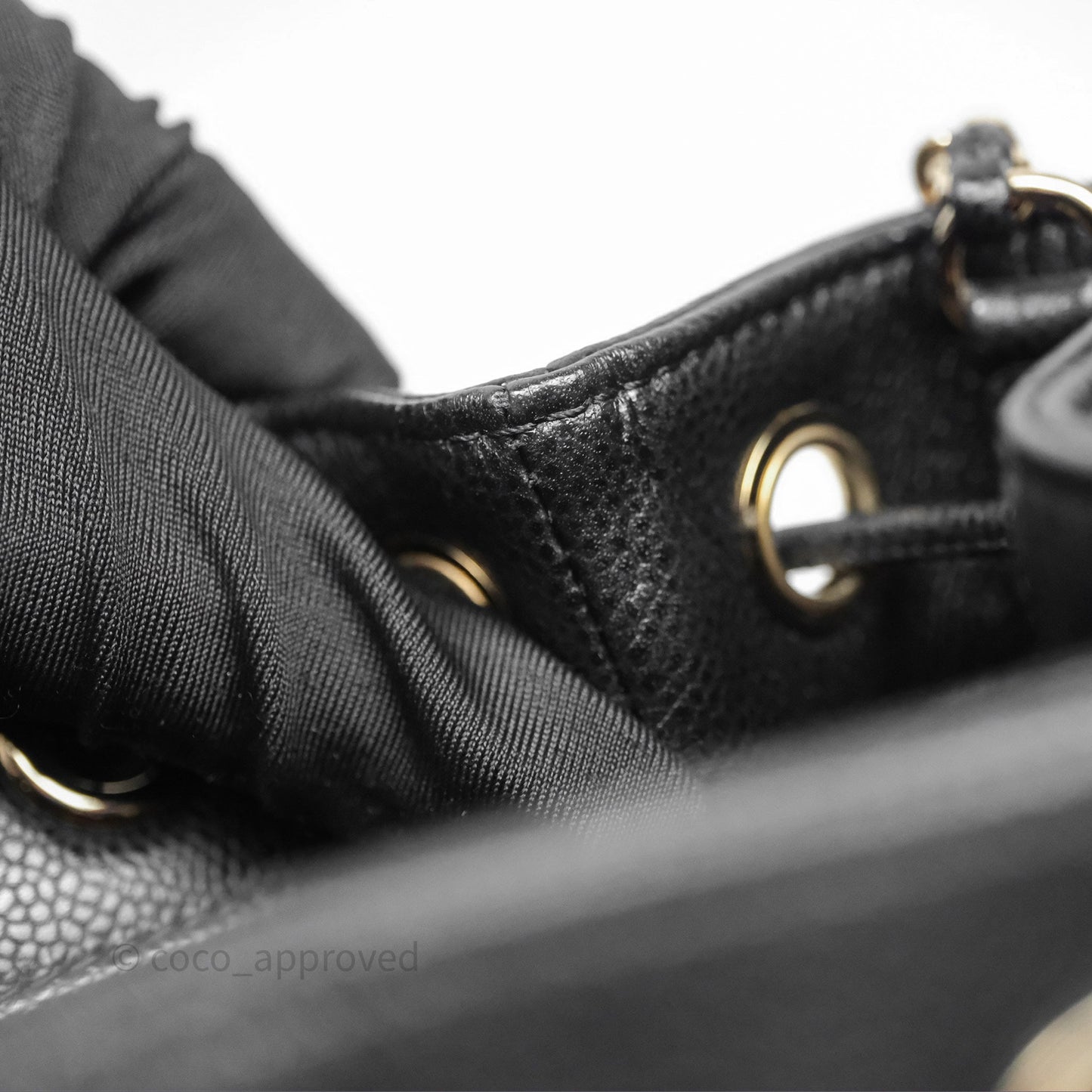 Chanel Caviar Quilted CC Pocket Bucket Bag Black Gold Hardware