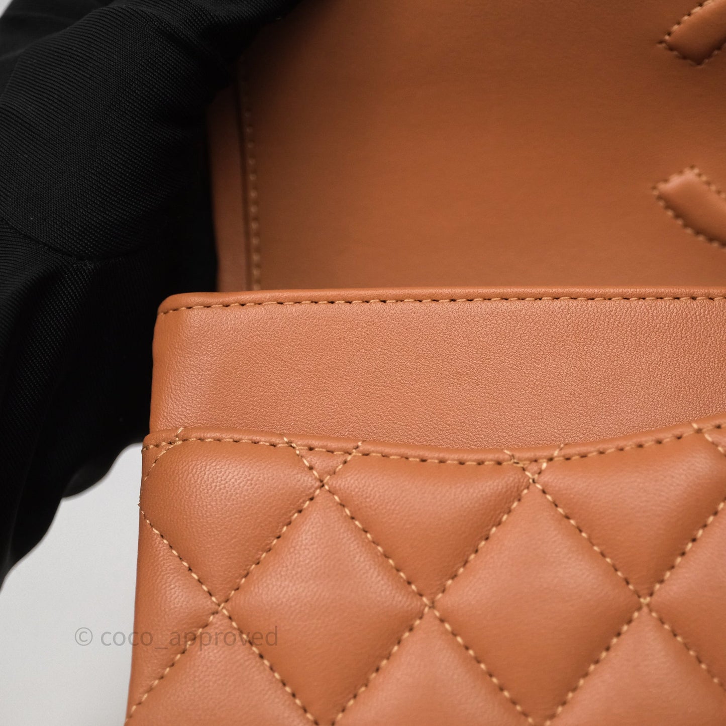 Chanel Classic M/L Medium Flap Quilted Dark Beige Caramel Lambskin Gold Hardware