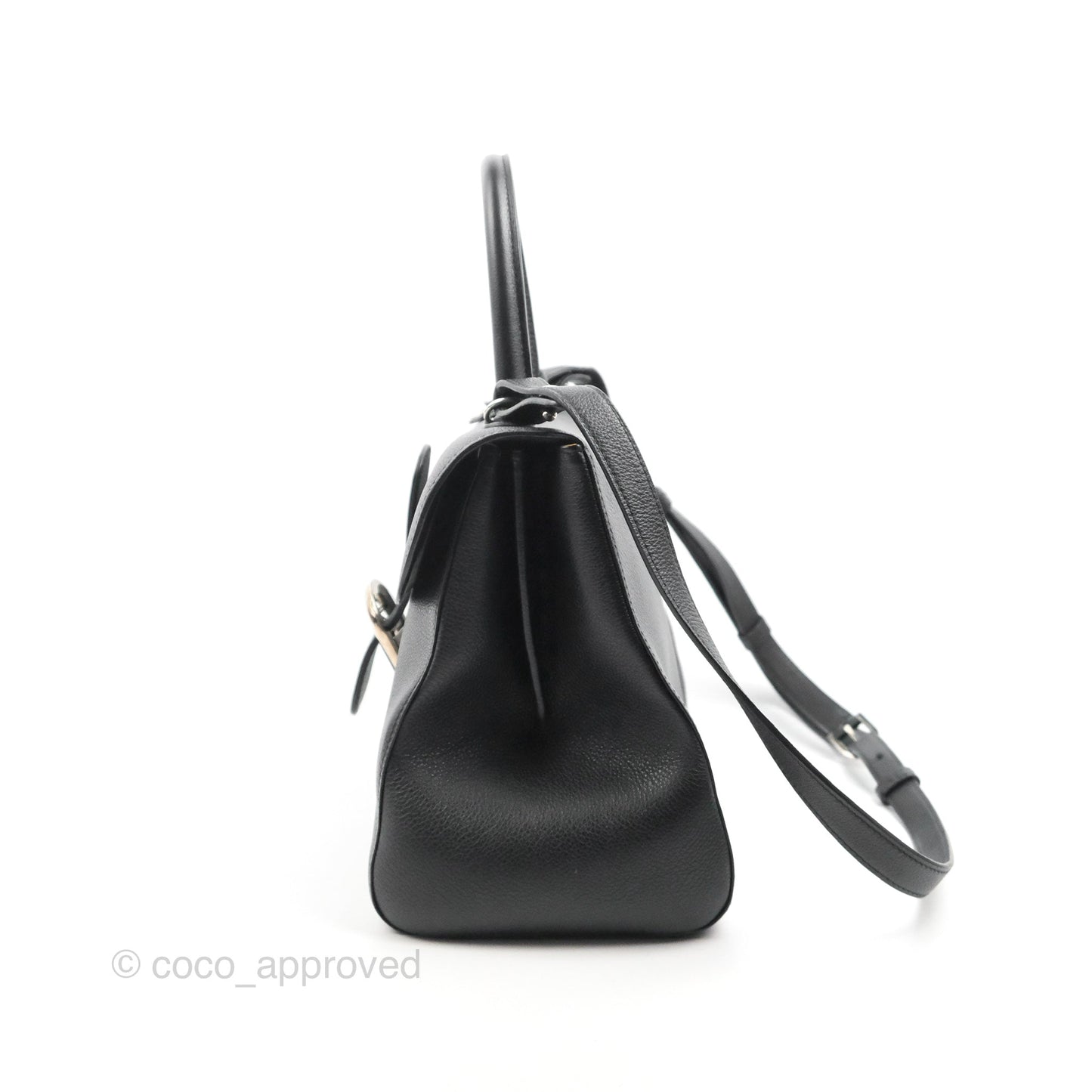 Delvaux Brillant MM Grained Calfskin Satchel Black