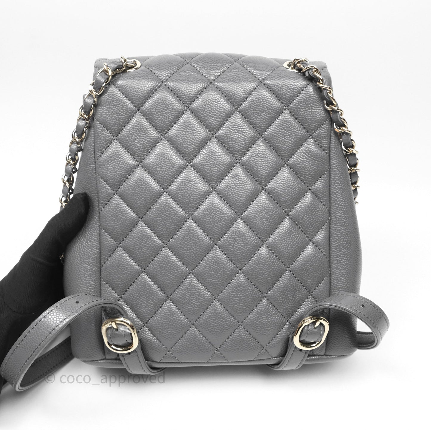 Chanel Duma Backpack Medium Grey Caviar Gold Hardware