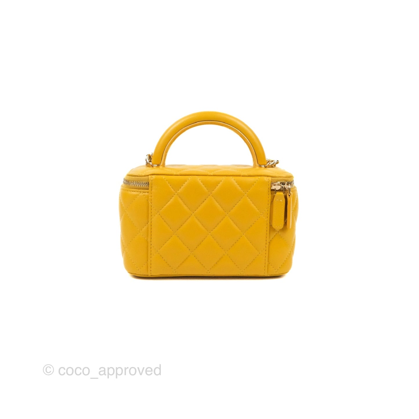 Chanel Vanity Rectangular Top Handle Yellow Lambskin Gold Hardware