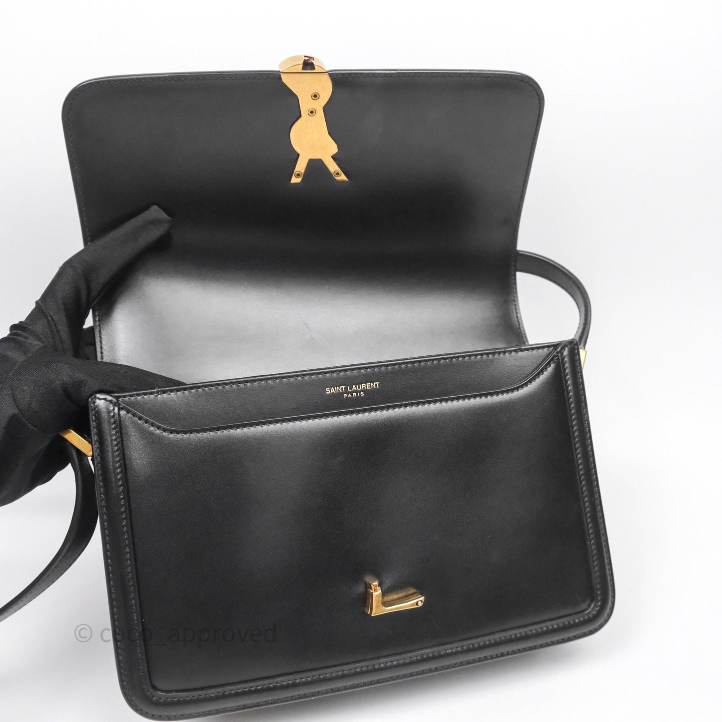 Saint Laurent Medium Black Solferino Bag Gold Hardware