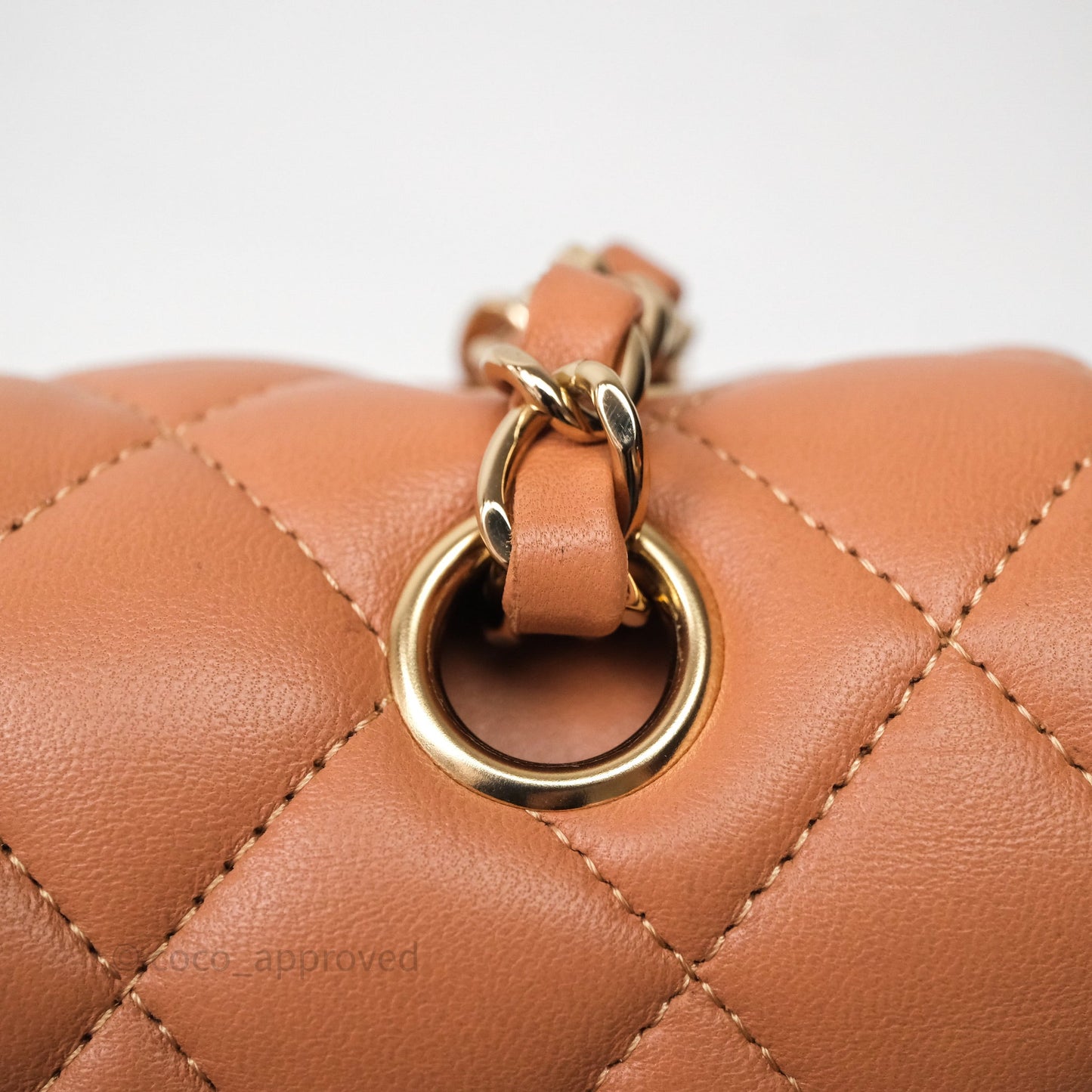 Chanel Classic M/L Medium Flap Quilted Dark Beige Caramel Lambskin Gold Hardware