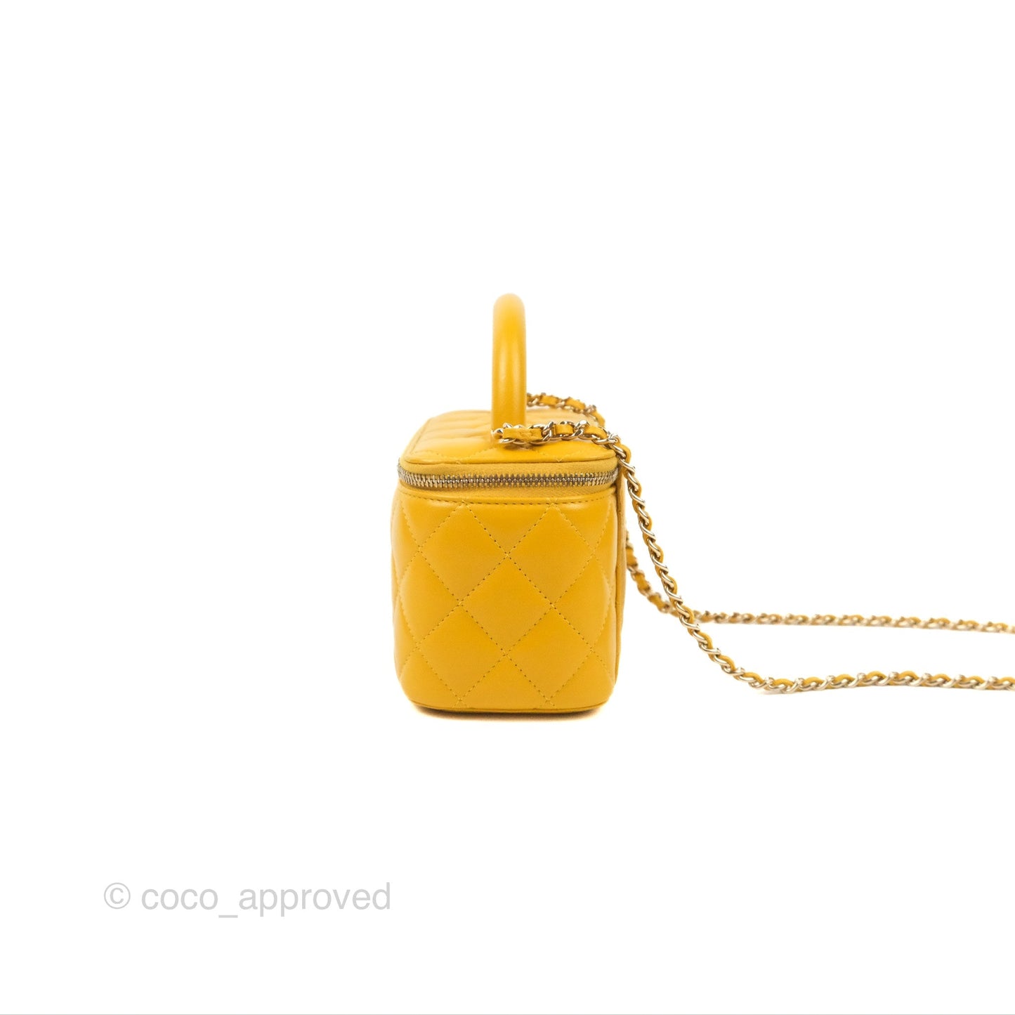 Chanel Vanity Rectangular Top Handle Yellow Lambskin Gold Hardware
