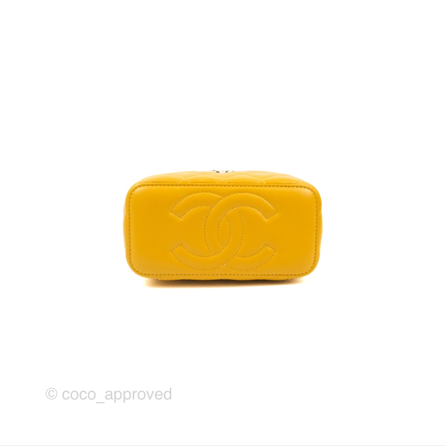 Chanel Vanity Rectangular Top Handle Yellow Lambskin Gold Hardware
