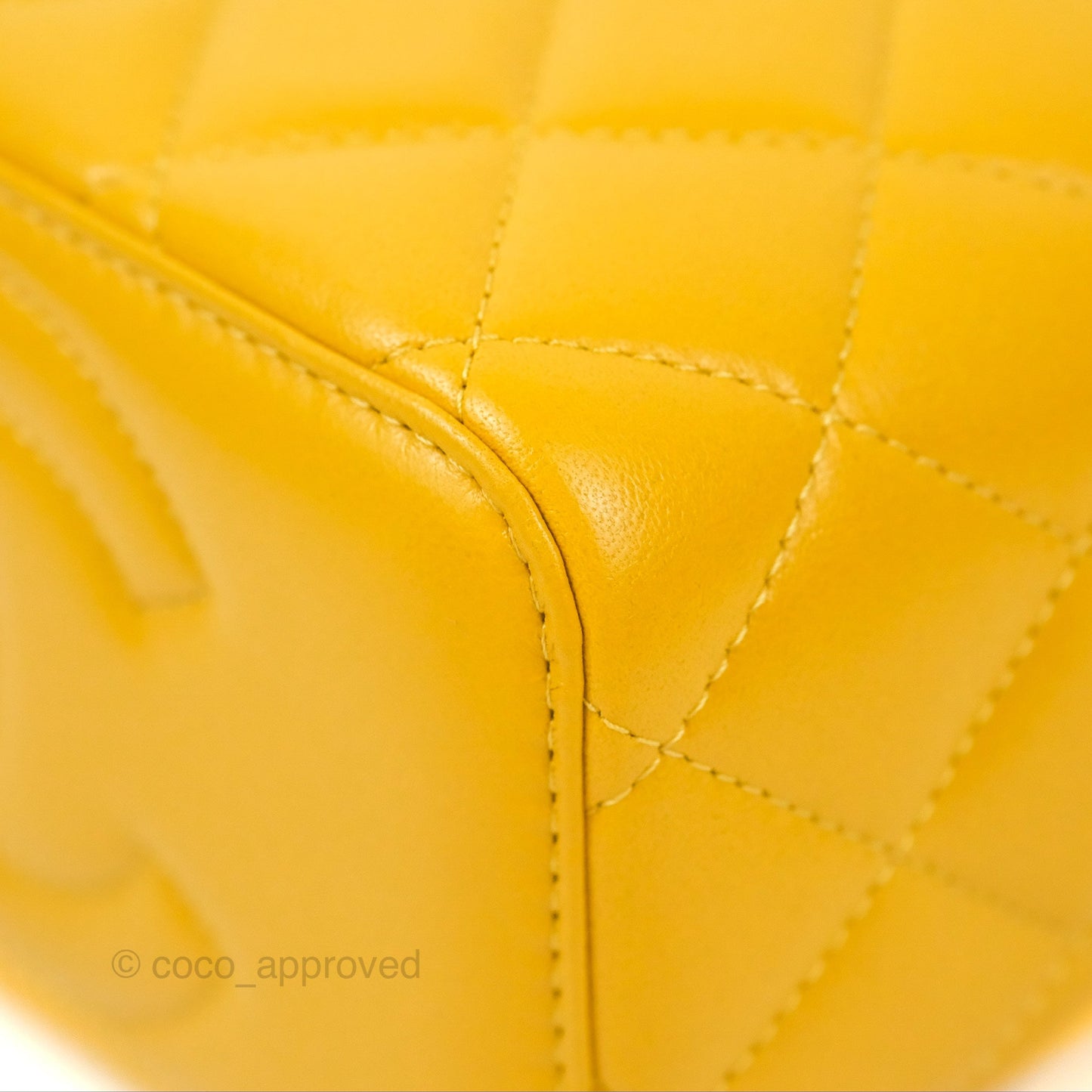Chanel Vanity Rectangular Top Handle Yellow Lambskin Gold Hardware