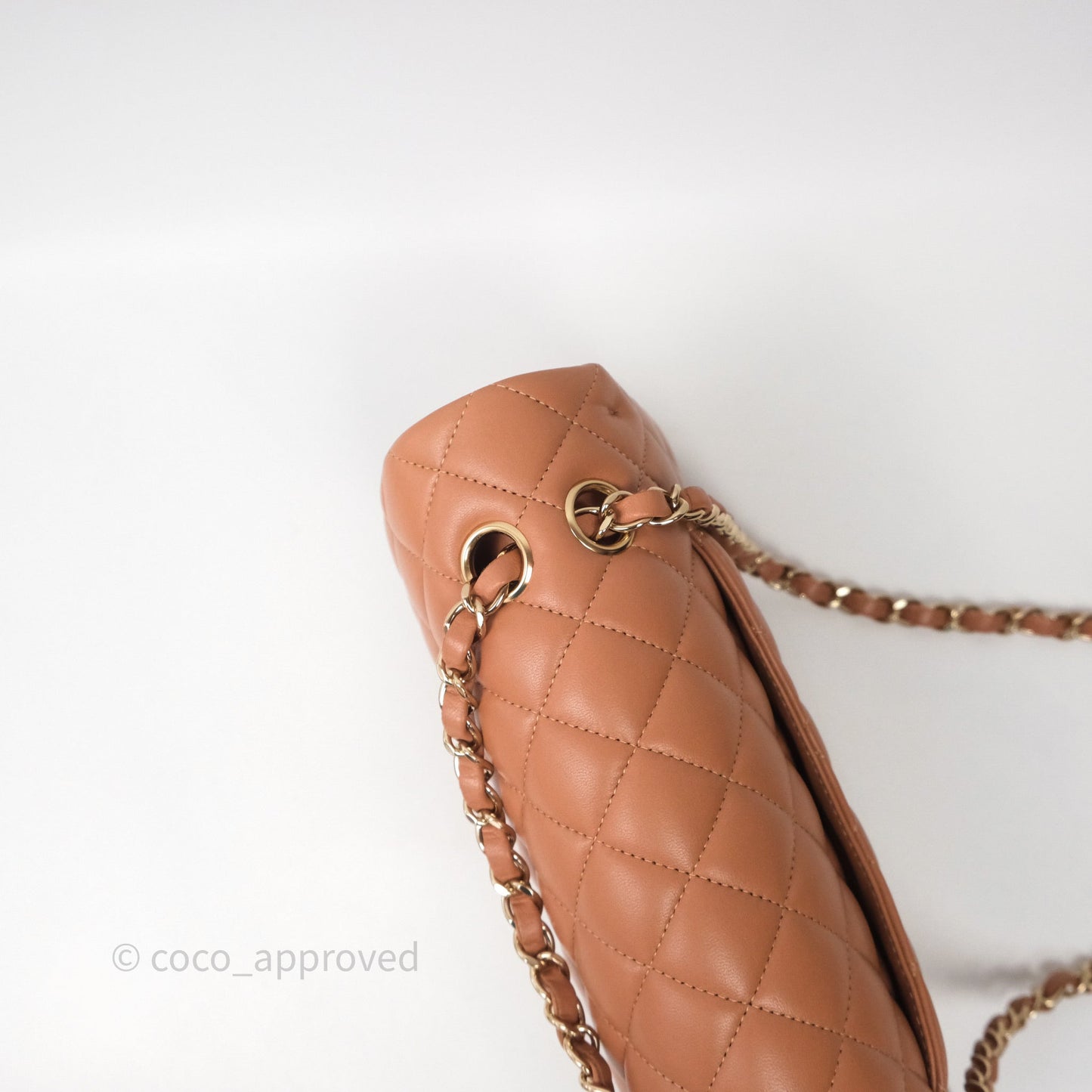 Chanel Classic M/L Medium Flap Quilted Dark Beige Caramel Lambskin Gold Hardware