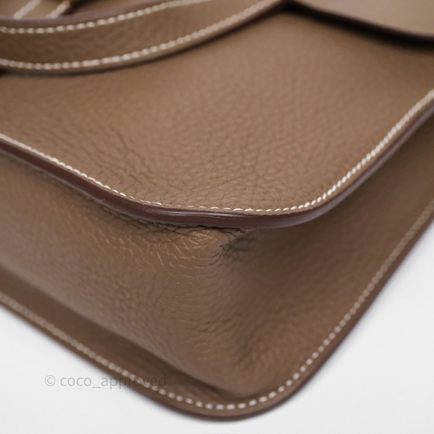 Hermès Halzan 25 Etoupe 18 Clemence Gold Hardware