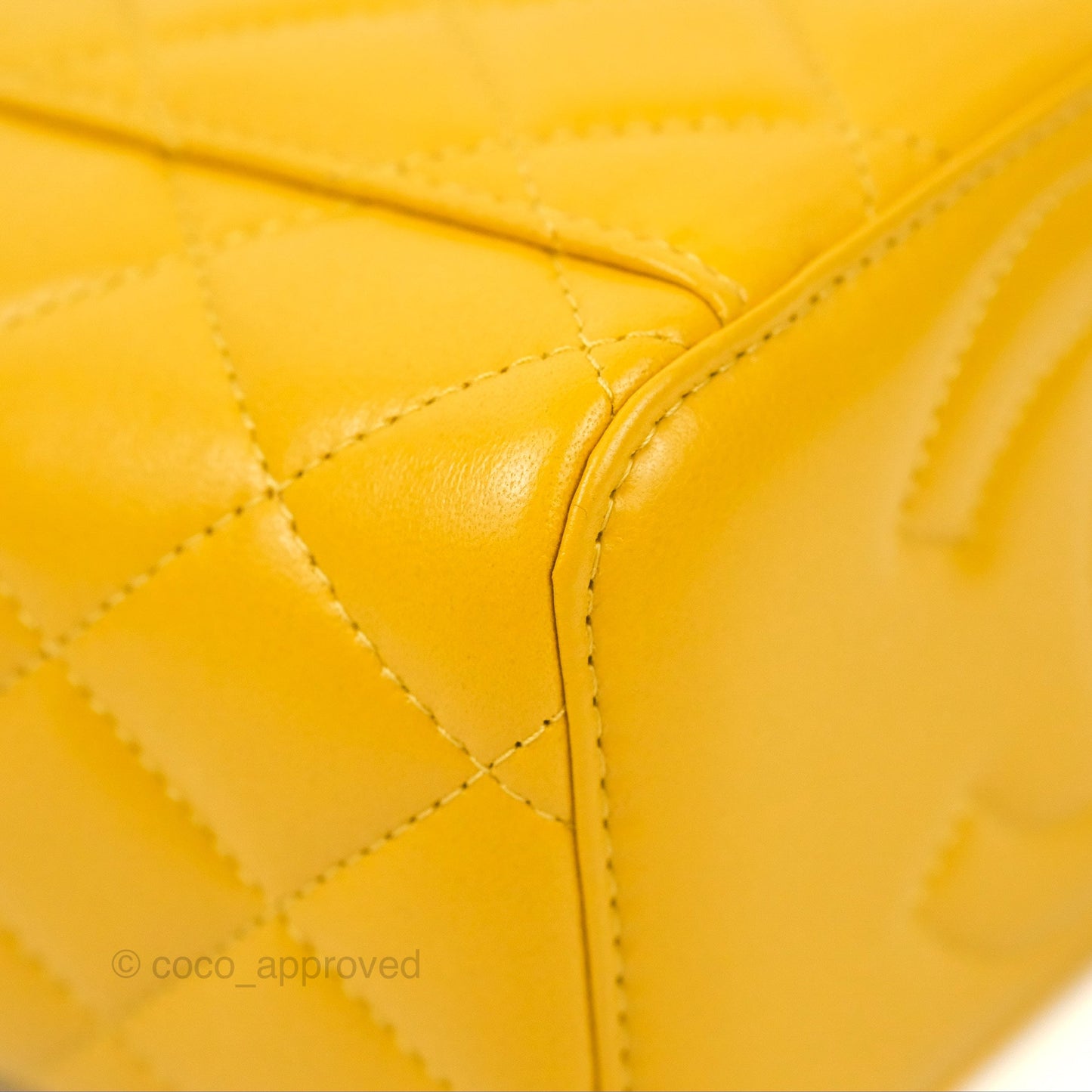 Chanel Vanity Rectangular Top Handle Yellow Lambskin Gold Hardware