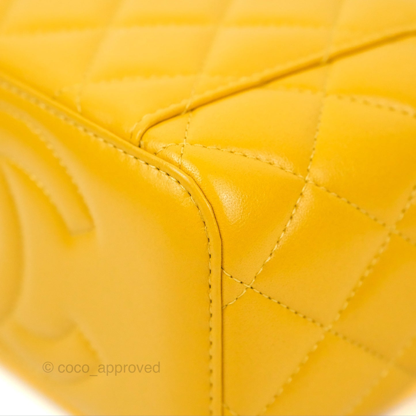 Chanel Vanity Rectangular Top Handle Yellow Lambskin Gold Hardware