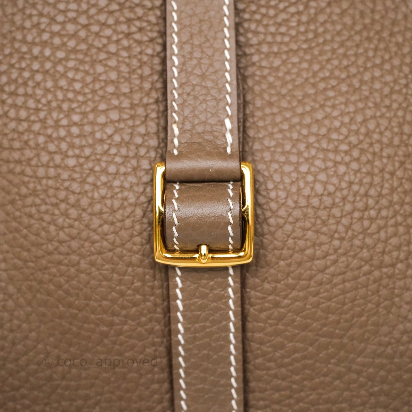 Hermès Halzan 25 Etoupe 18 Clemence Gold Hardware
