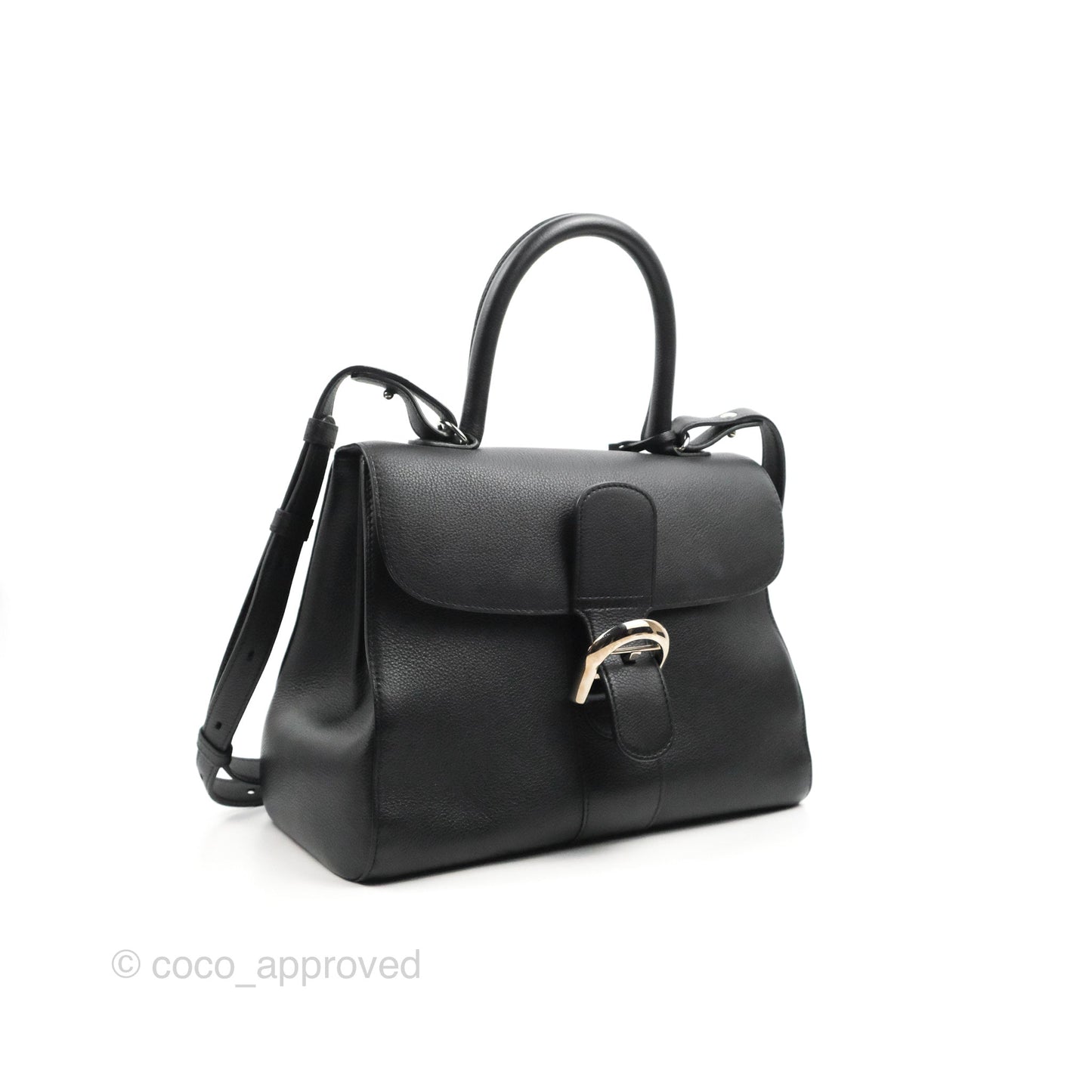 Delvaux Brillant MM Grained Calfskin Satchel Black