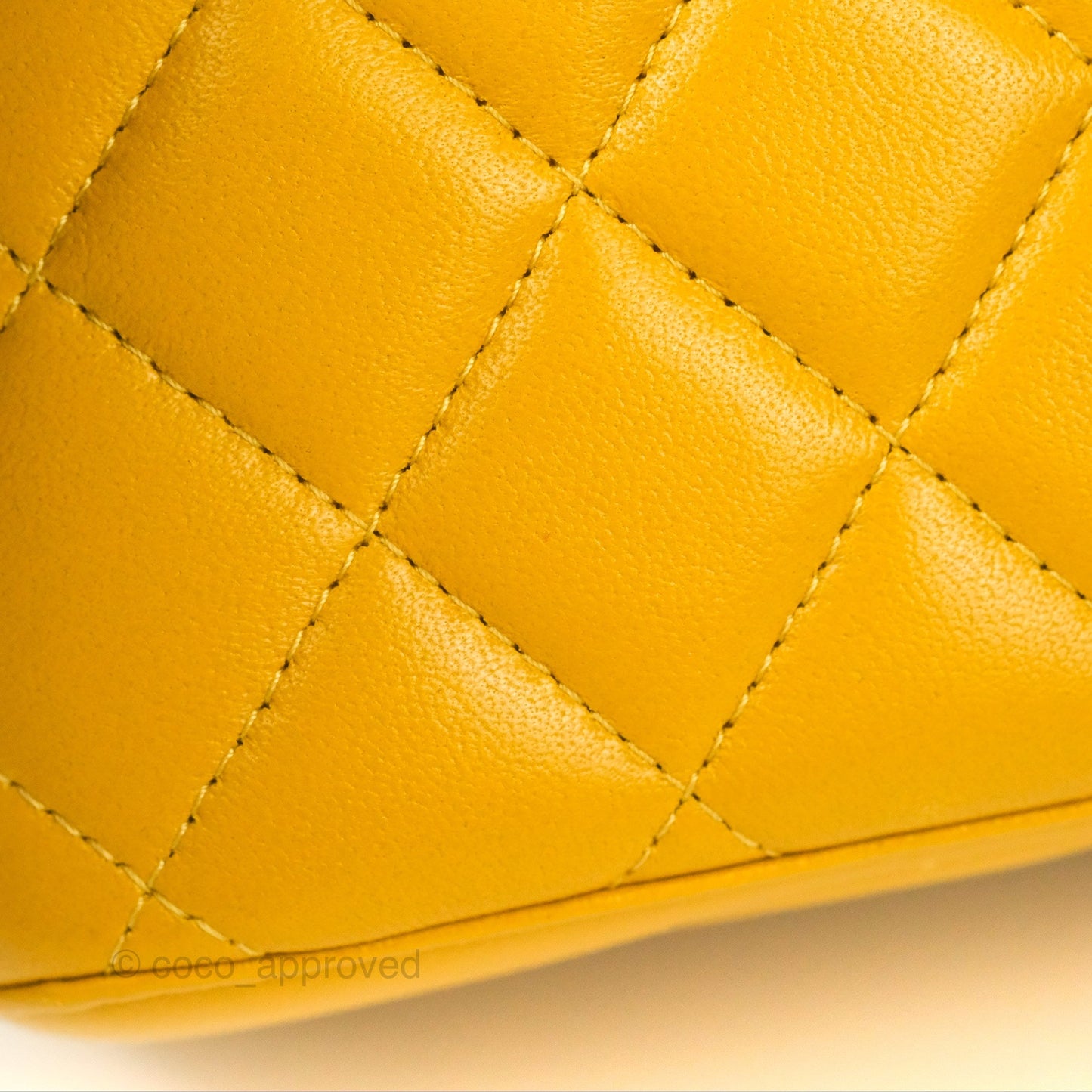 Chanel Vanity Rectangular Top Handle Yellow Lambskin Gold Hardware