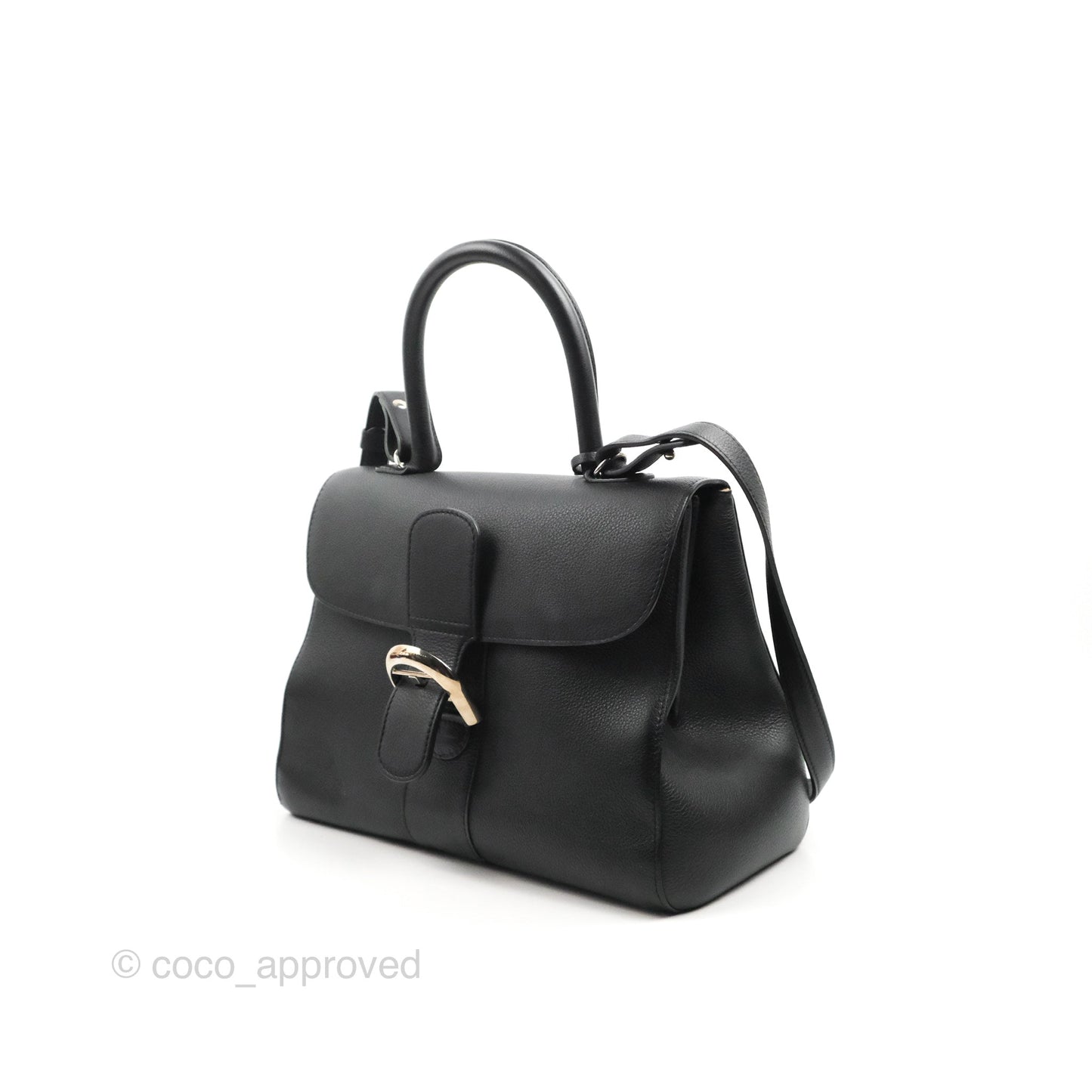 Delvaux Brillant MM Grained Calfskin Satchel Black