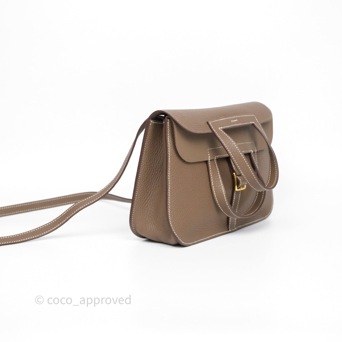 Hermès Halzan 25 Etoupe 18 Clemence Gold Hardware