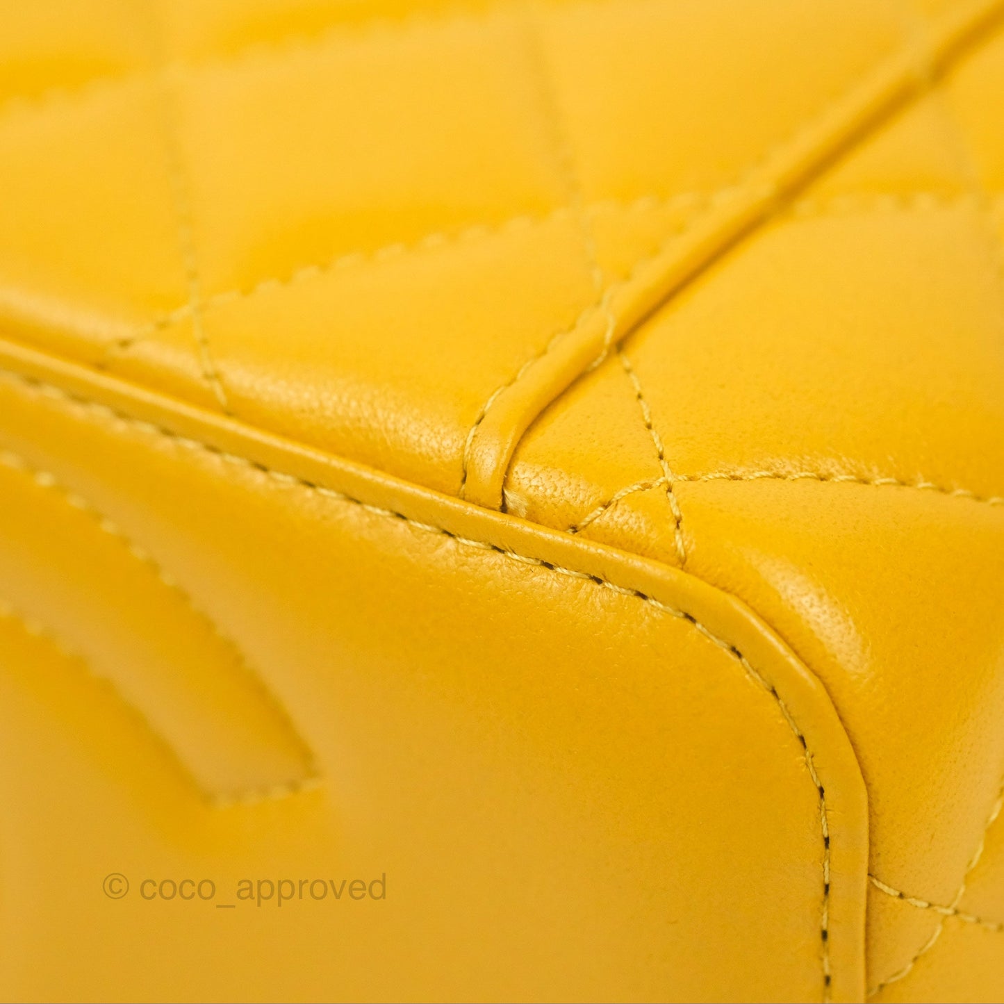 Chanel Vanity Rectangular Top Handle Yellow Lambskin Gold Hardware