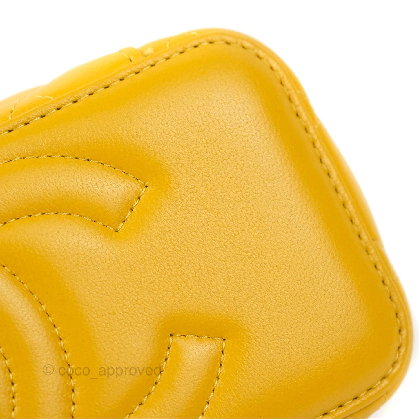 Chanel Vanity Rectangular Top Handle Yellow Lambskin Gold Hardware