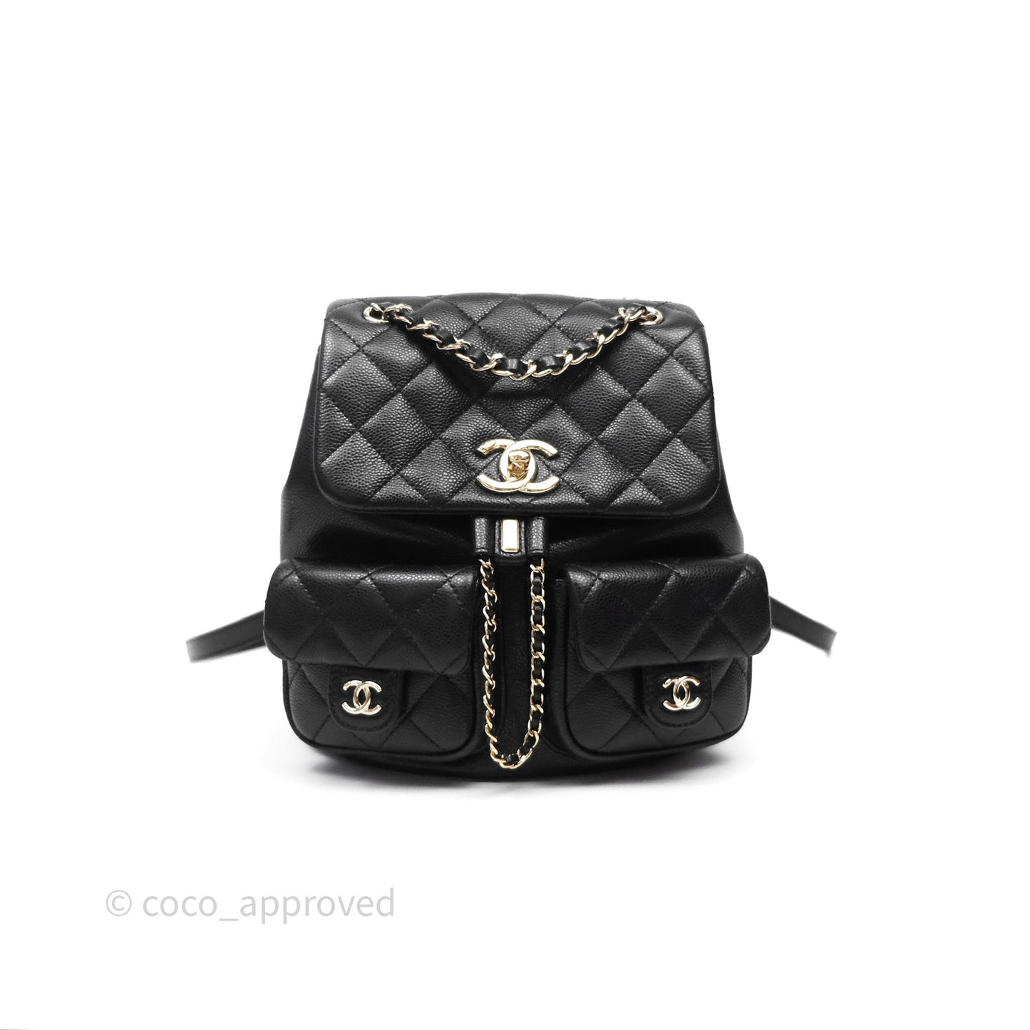 Chanel Duma Backpack Medium Black Caviar Gold Hardware