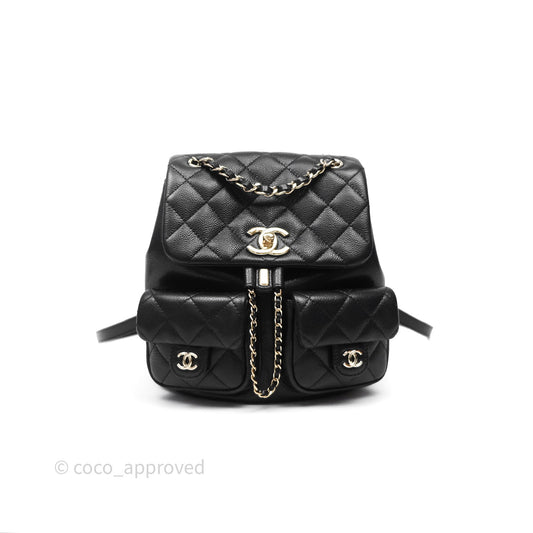 Chanel Duma Backpack Medium Black Caviar Gold Hardware