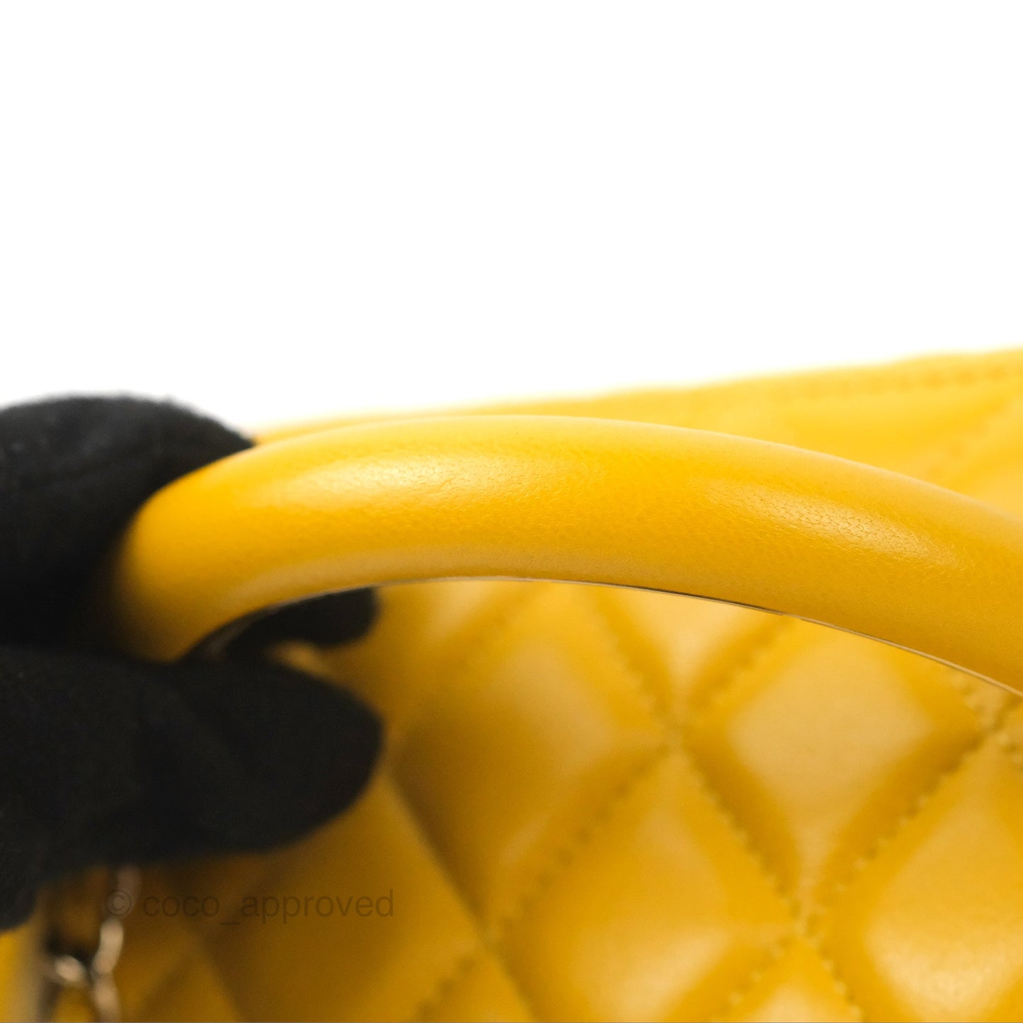 Chanel Vanity Rectangular Top Handle Yellow Lambskin Gold Hardware