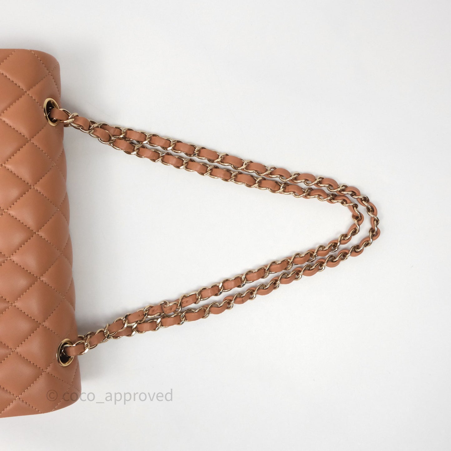 Chanel Classic M/L Medium Flap Quilted Dark Beige Caramel Lambskin Gold Hardware