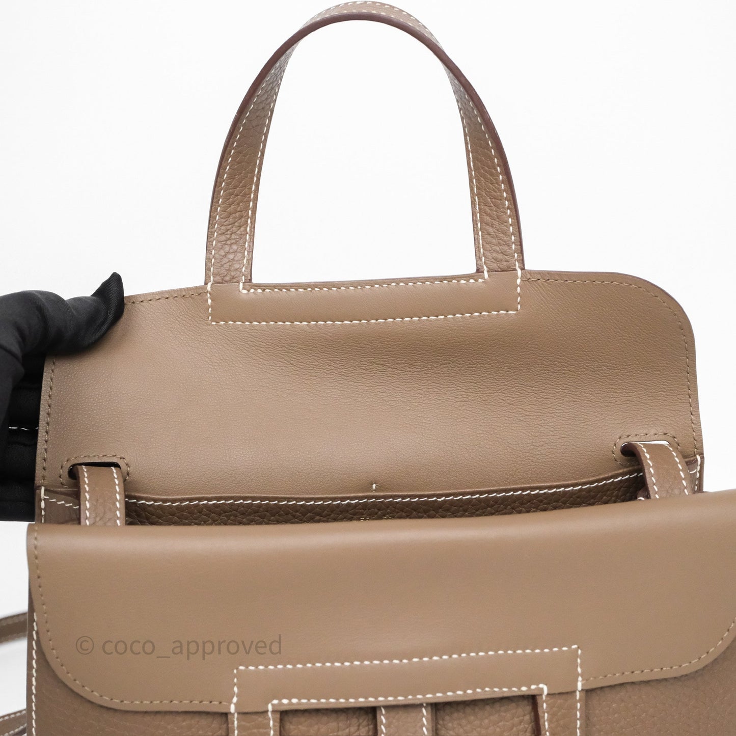 Hermès Halzan 25 Etoupe 18 Clemence Gold Hardware