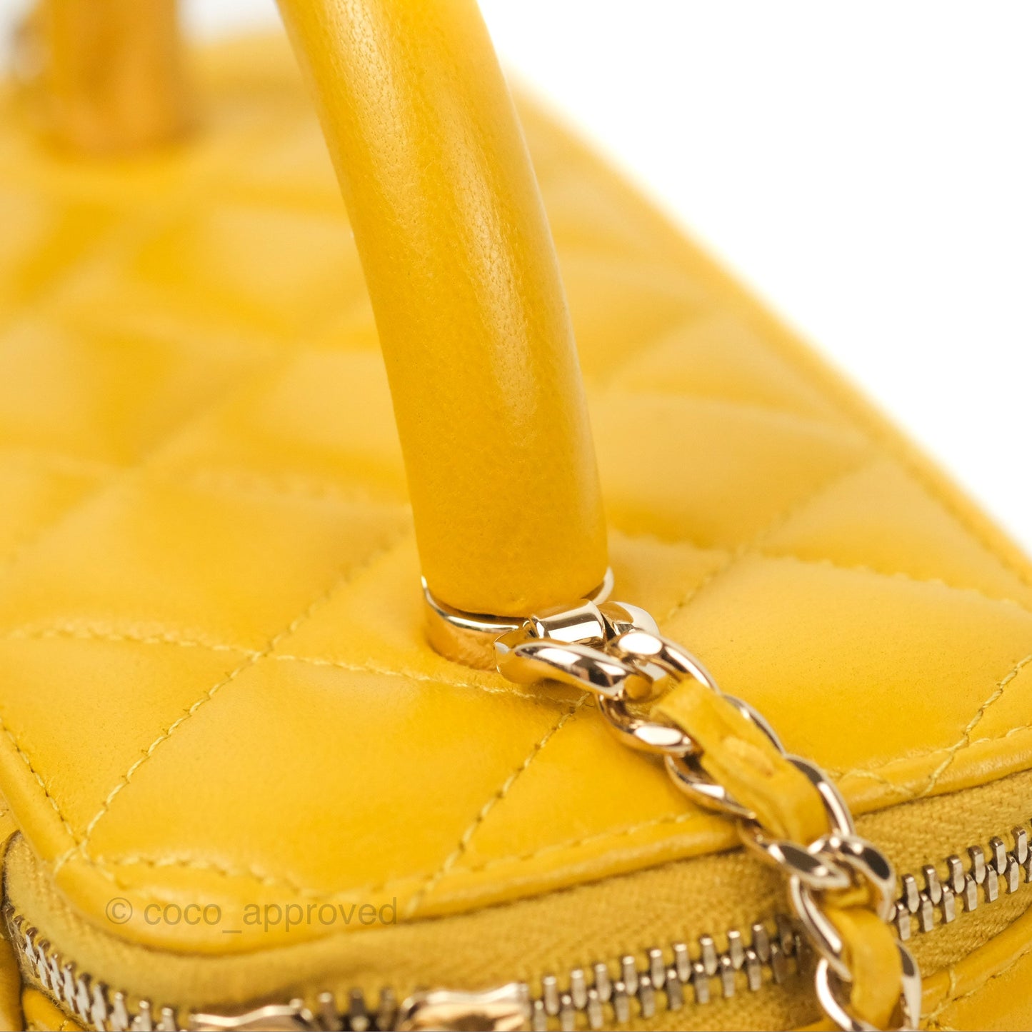 Chanel Vanity Rectangular Top Handle Yellow Lambskin Gold Hardware