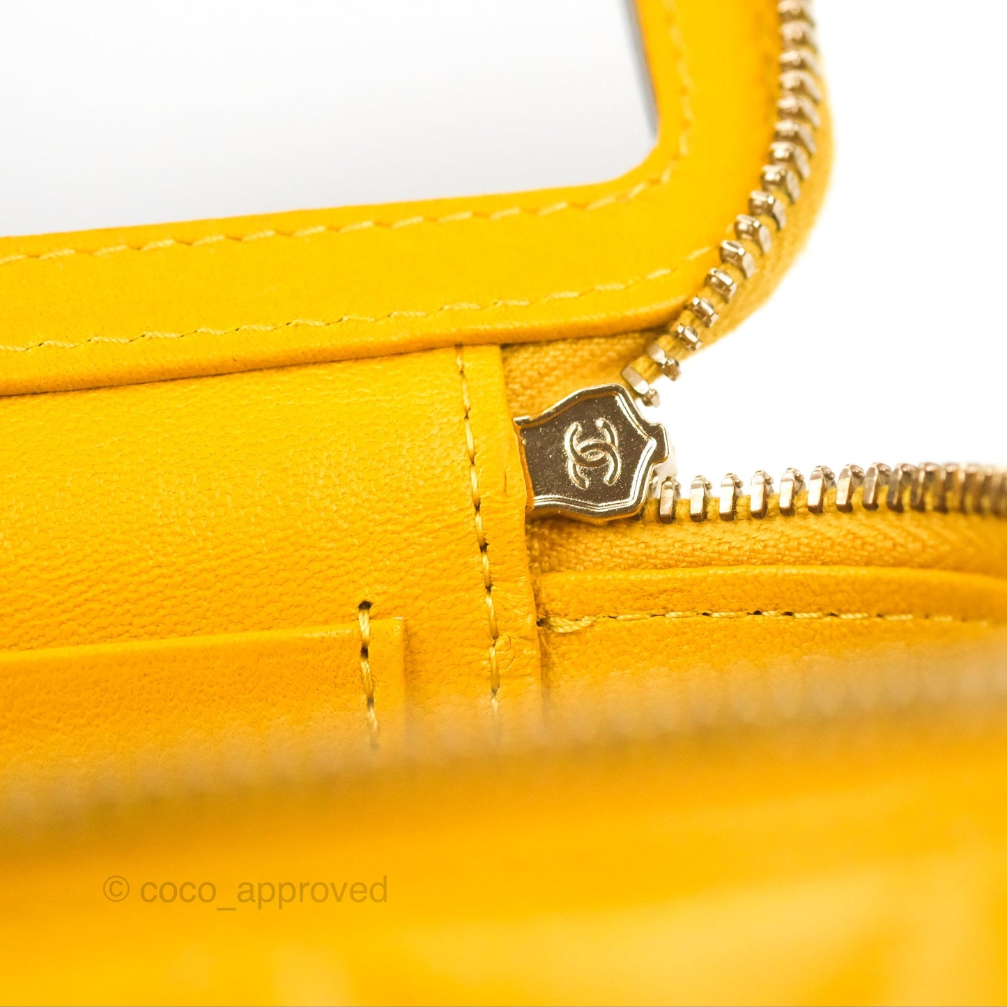 Chanel Vanity Rectangular Top Handle Yellow Lambskin Gold Hardware