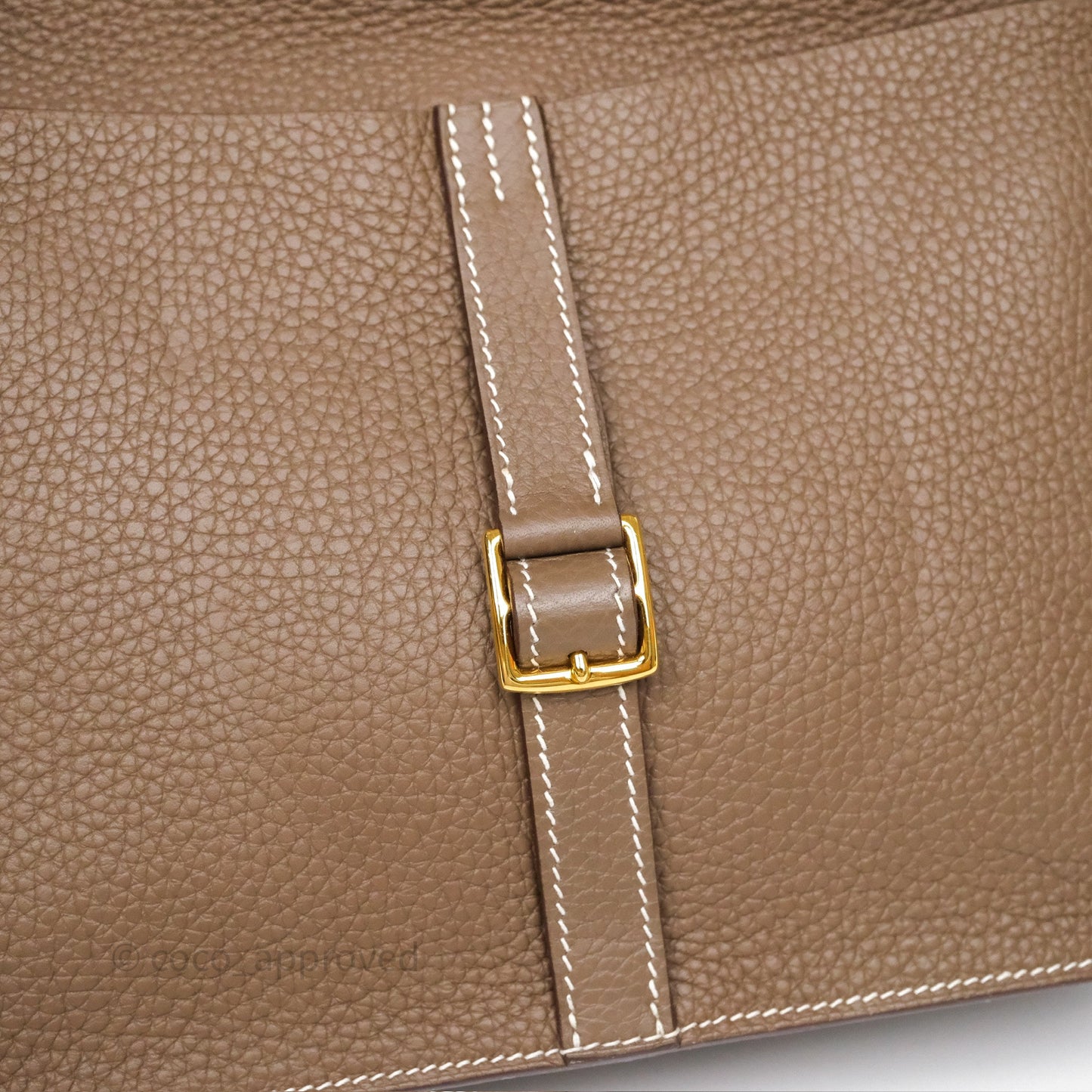 Hermès Halzan 25 Etoupe 18 Clemence Gold Hardware