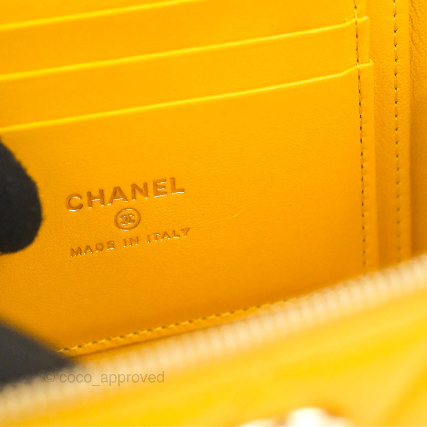 Chanel Vanity Rectangular Top Handle Yellow Lambskin Gold Hardware