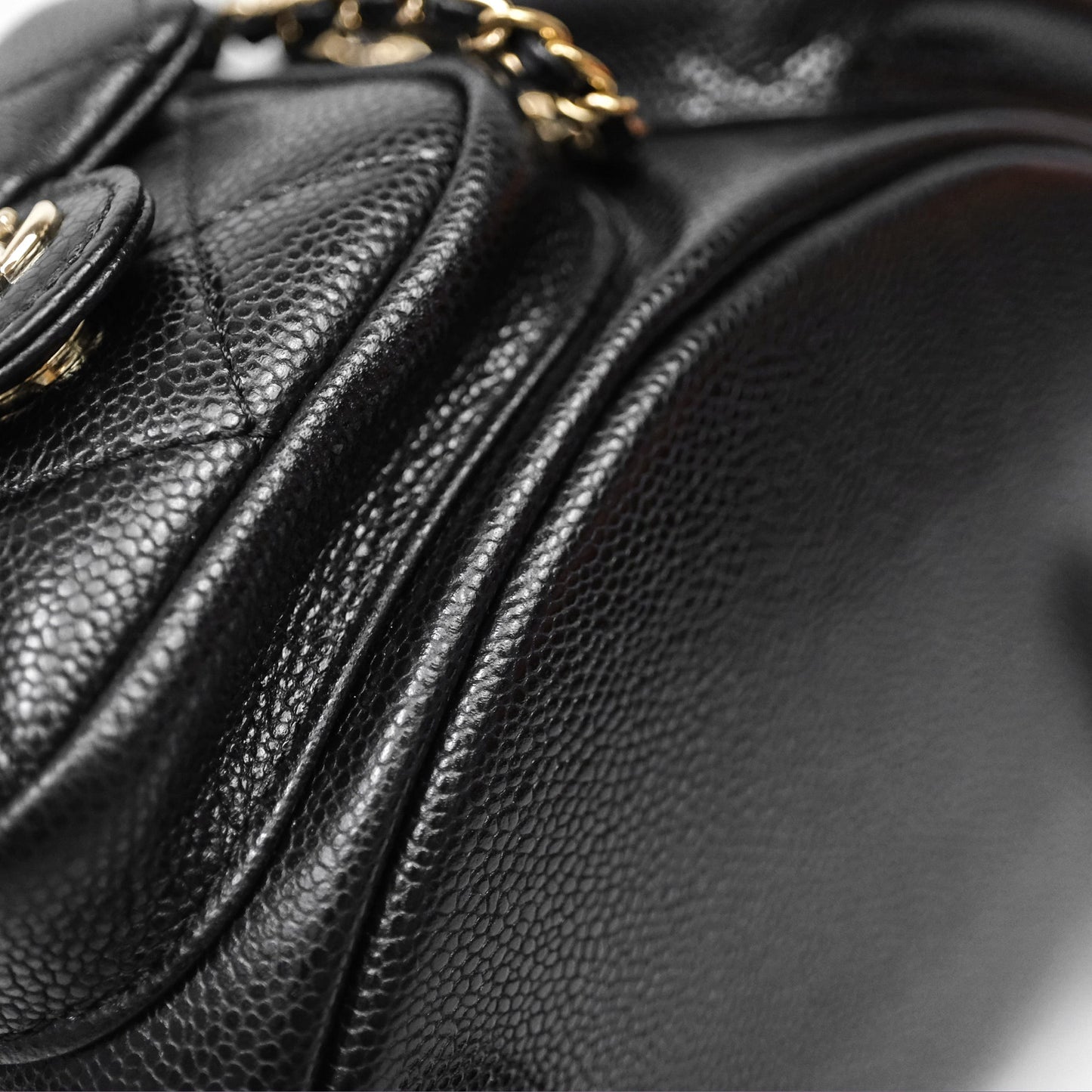 Chanel Duma Backpack Medium Black Caviar Gold Hardware