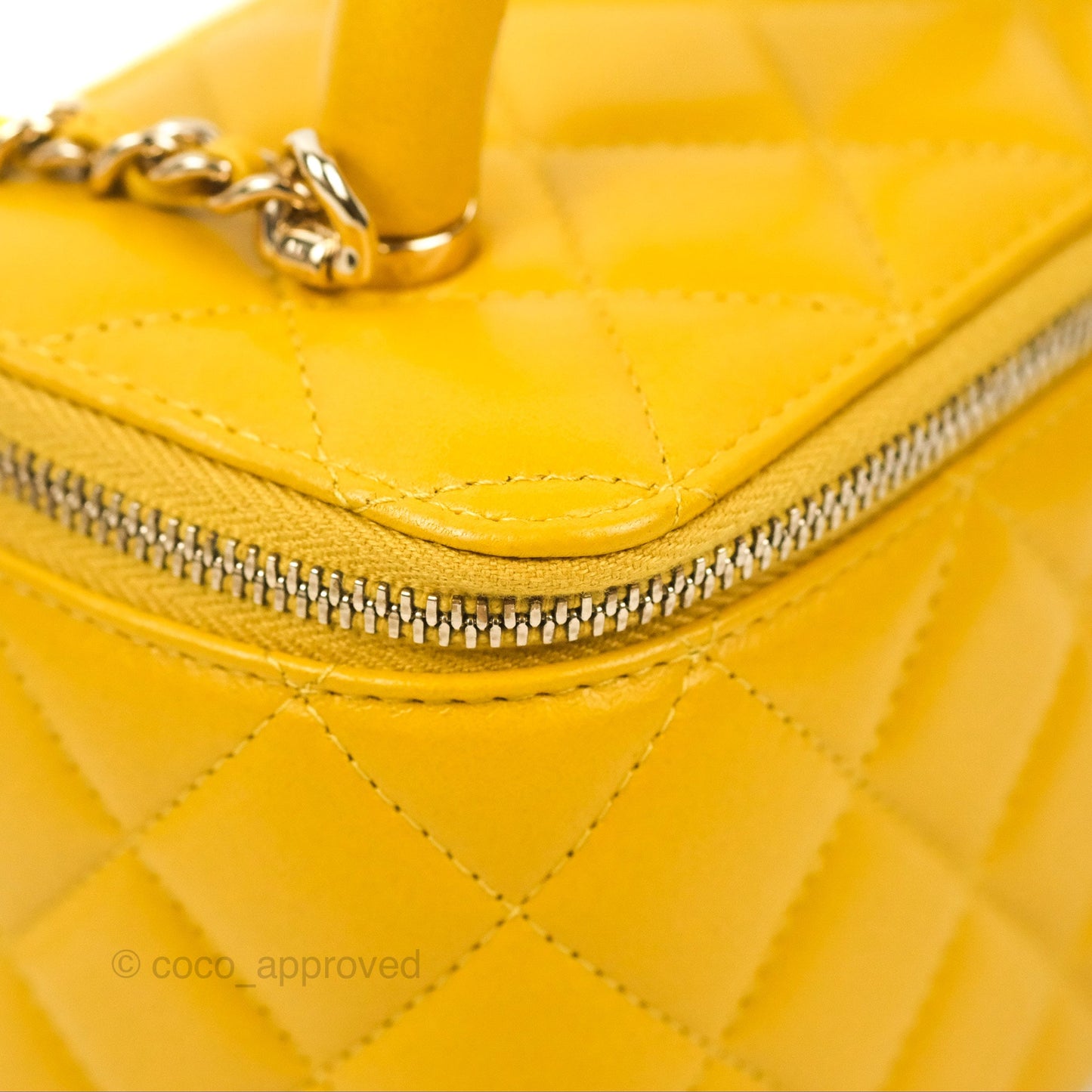 Chanel Vanity Rectangular Top Handle Yellow Lambskin Gold Hardware