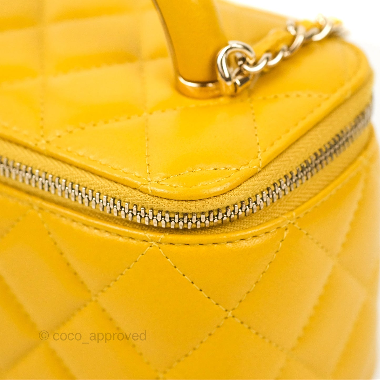 Chanel Vanity Rectangular Top Handle Yellow Lambskin Gold Hardware