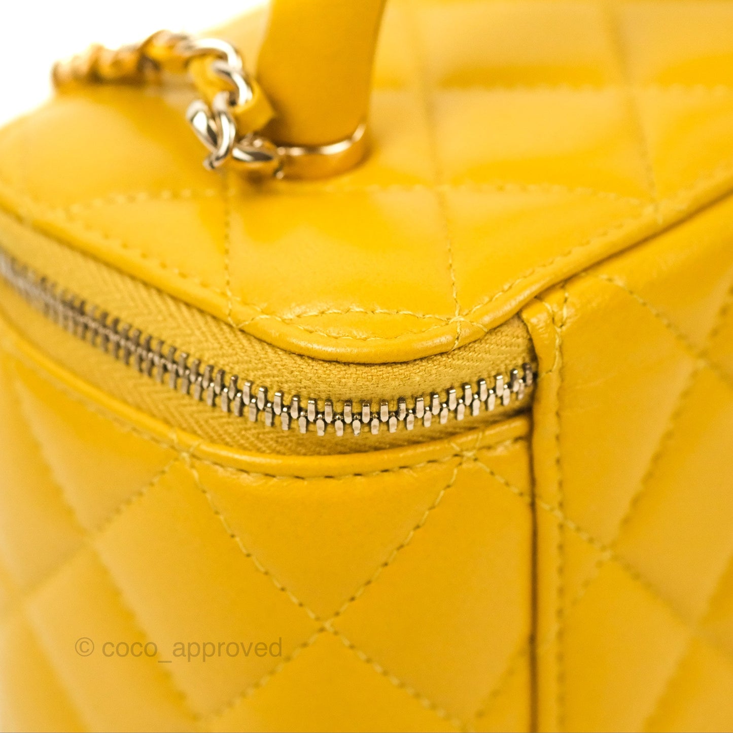 Chanel Vanity Rectangular Top Handle Yellow Lambskin Gold Hardware