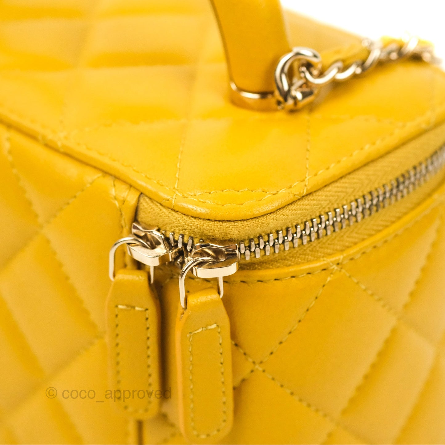 Chanel Vanity Rectangular Top Handle Yellow Lambskin Gold Hardware