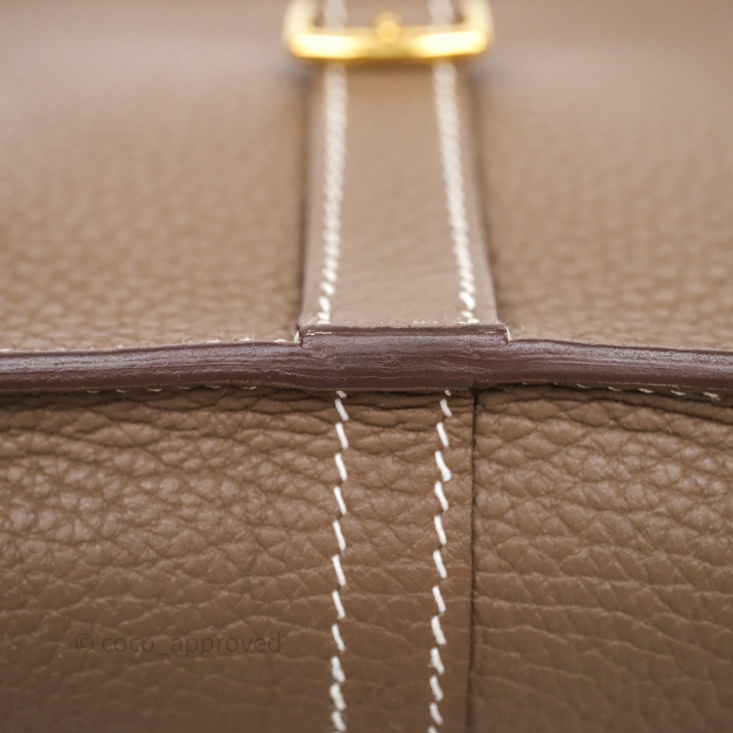 Hermès Halzan 25 Etoupe 18 Clemence Gold Hardware