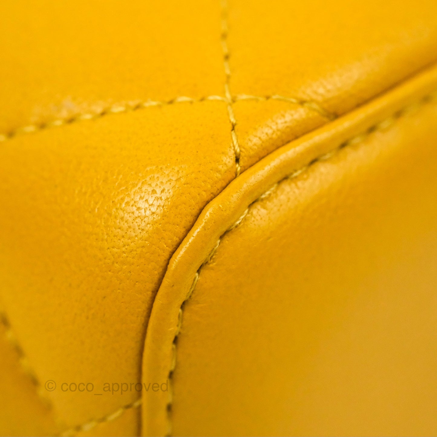 Chanel Vanity Rectangular Top Handle Yellow Lambskin Gold Hardware