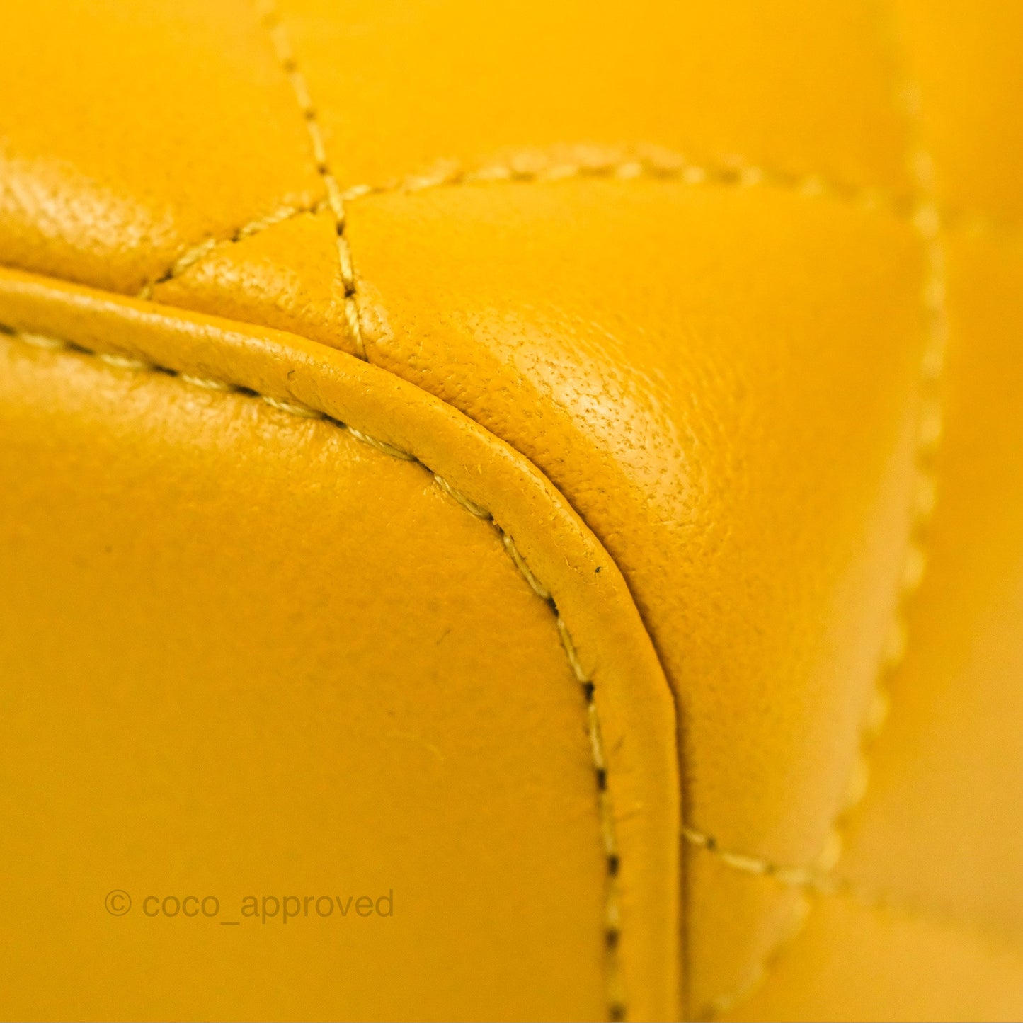 Chanel Vanity Rectangular Top Handle Yellow Lambskin Gold Hardware