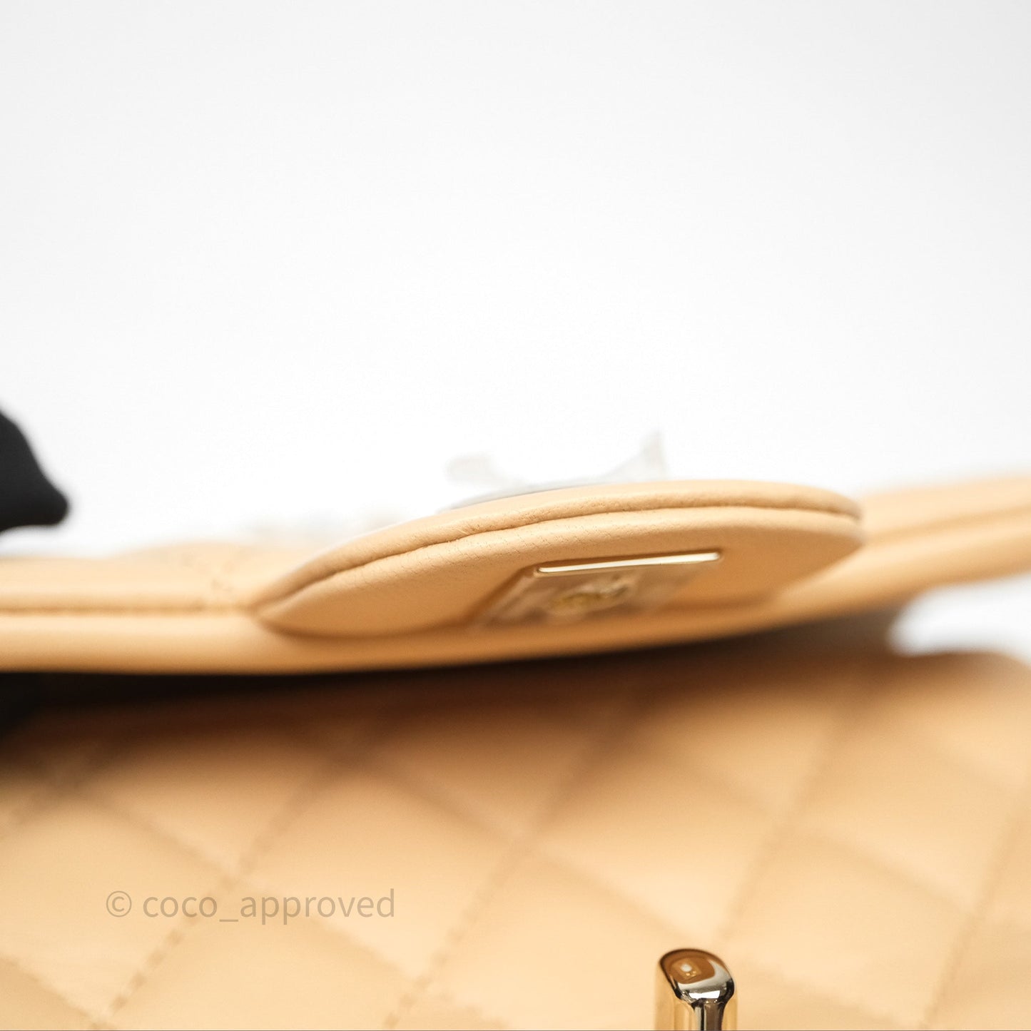 Chanel Mini Square Flap Quilted Beige Lambskin Gold Hardware